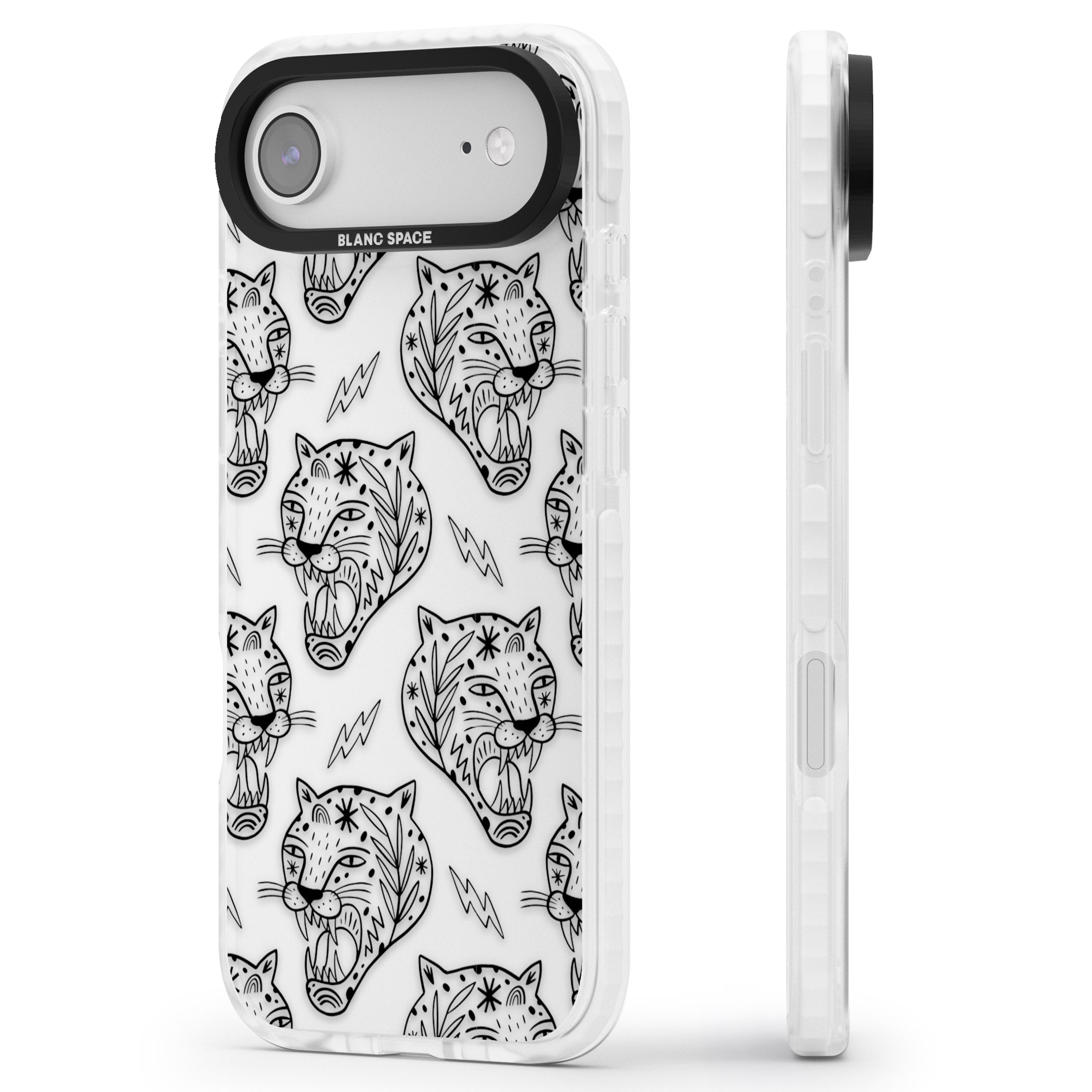 Black Tiger Roar Pattern iPhone 17 Air Impact Clear Phone Case Side Profile