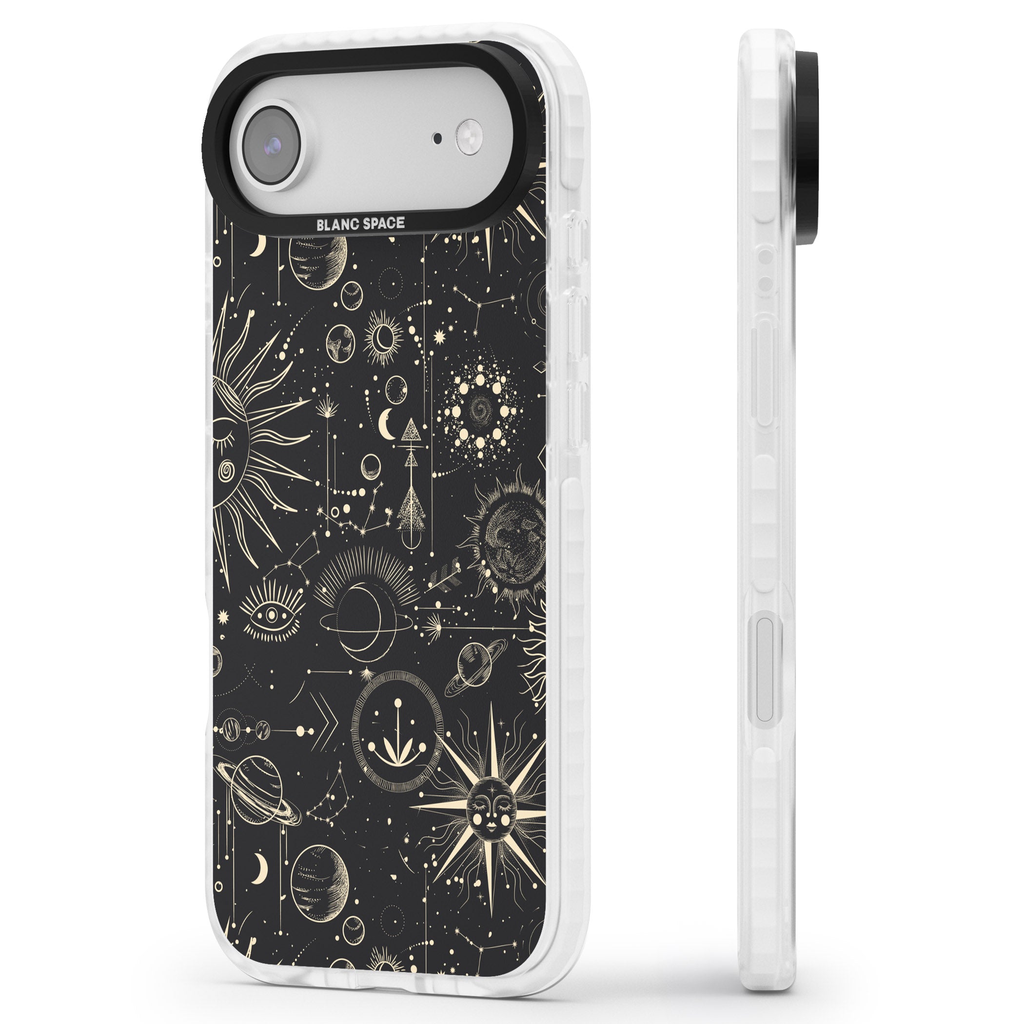 Cosmic Suns And Planets iPhone 17 Air Impact Clear Phone Case Side Profile