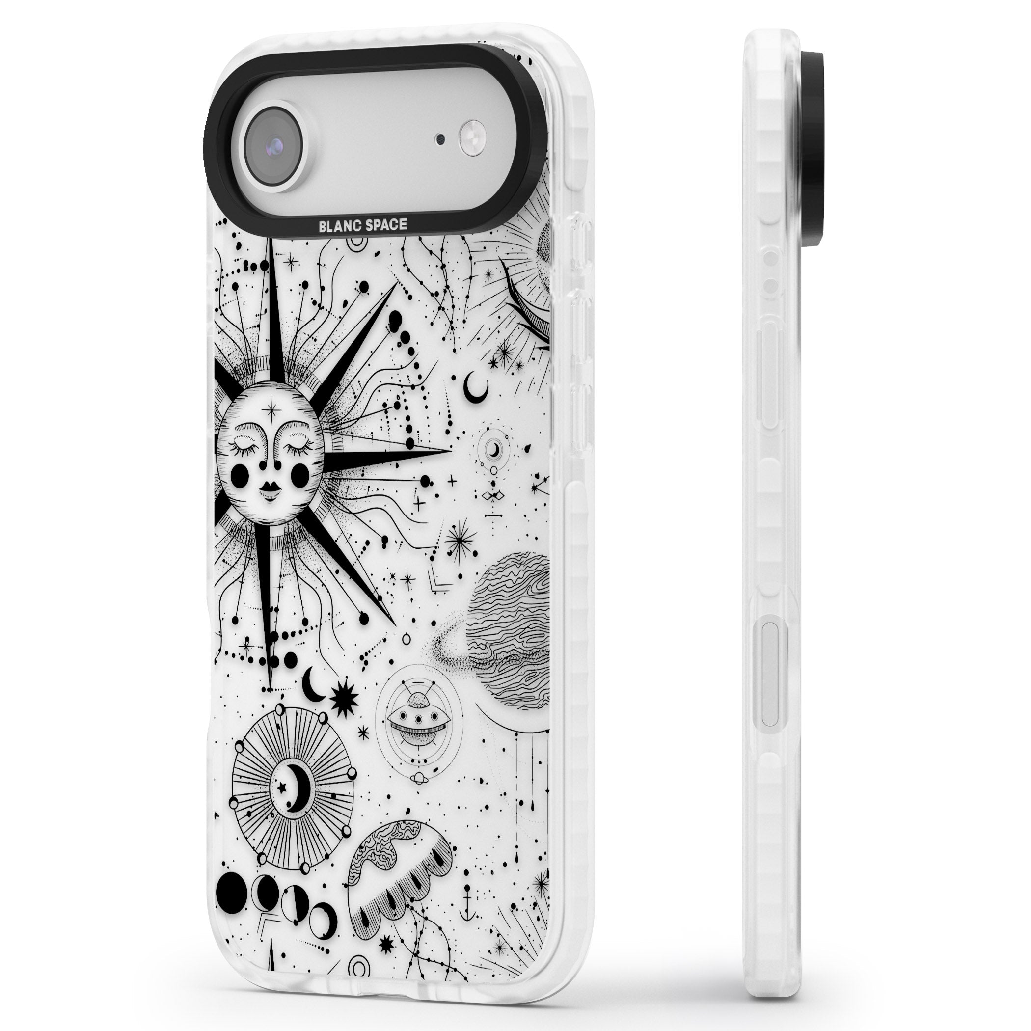 Cosmic Sun Zodiac iPhone 17 Air Impact Clear Phone Case Side Profile