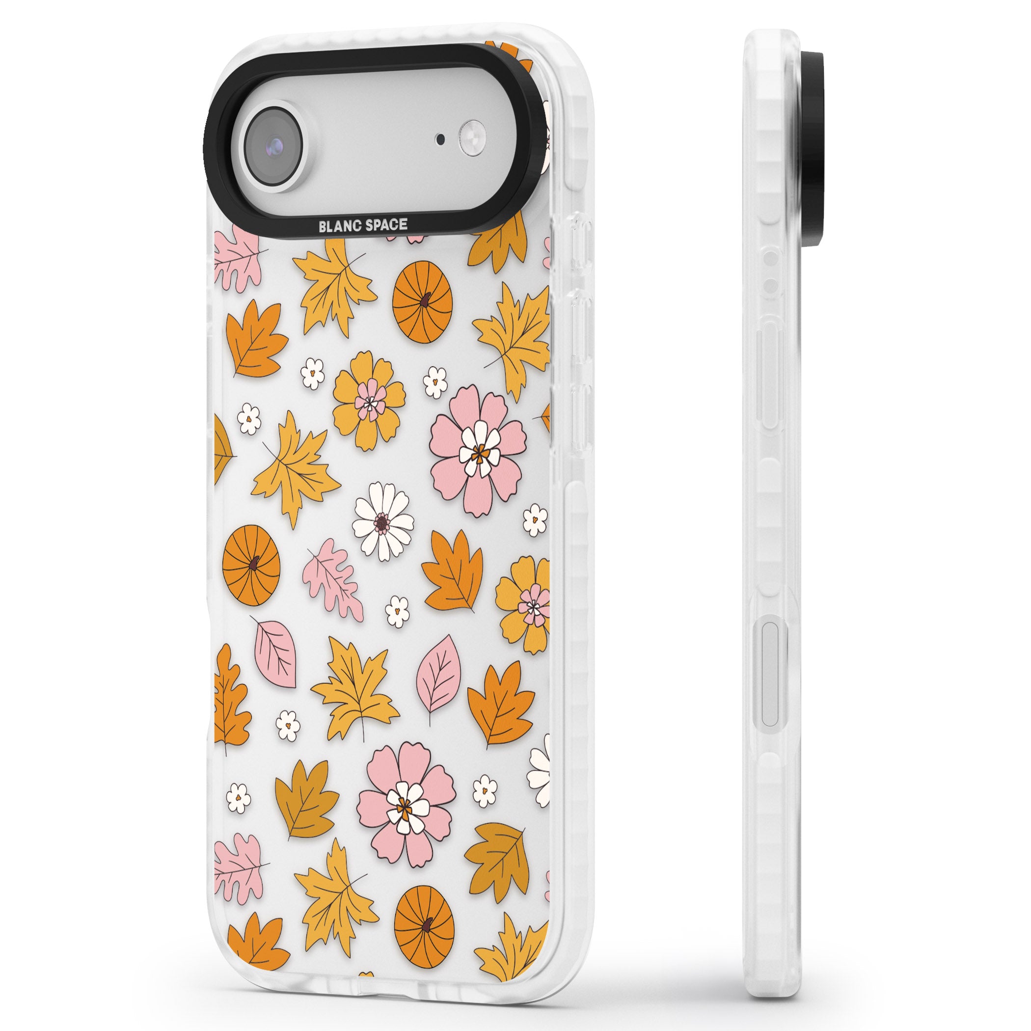 Autumn Leaves And Flowers iPhone 17 Air Impact Clear Phone Case Side Profile