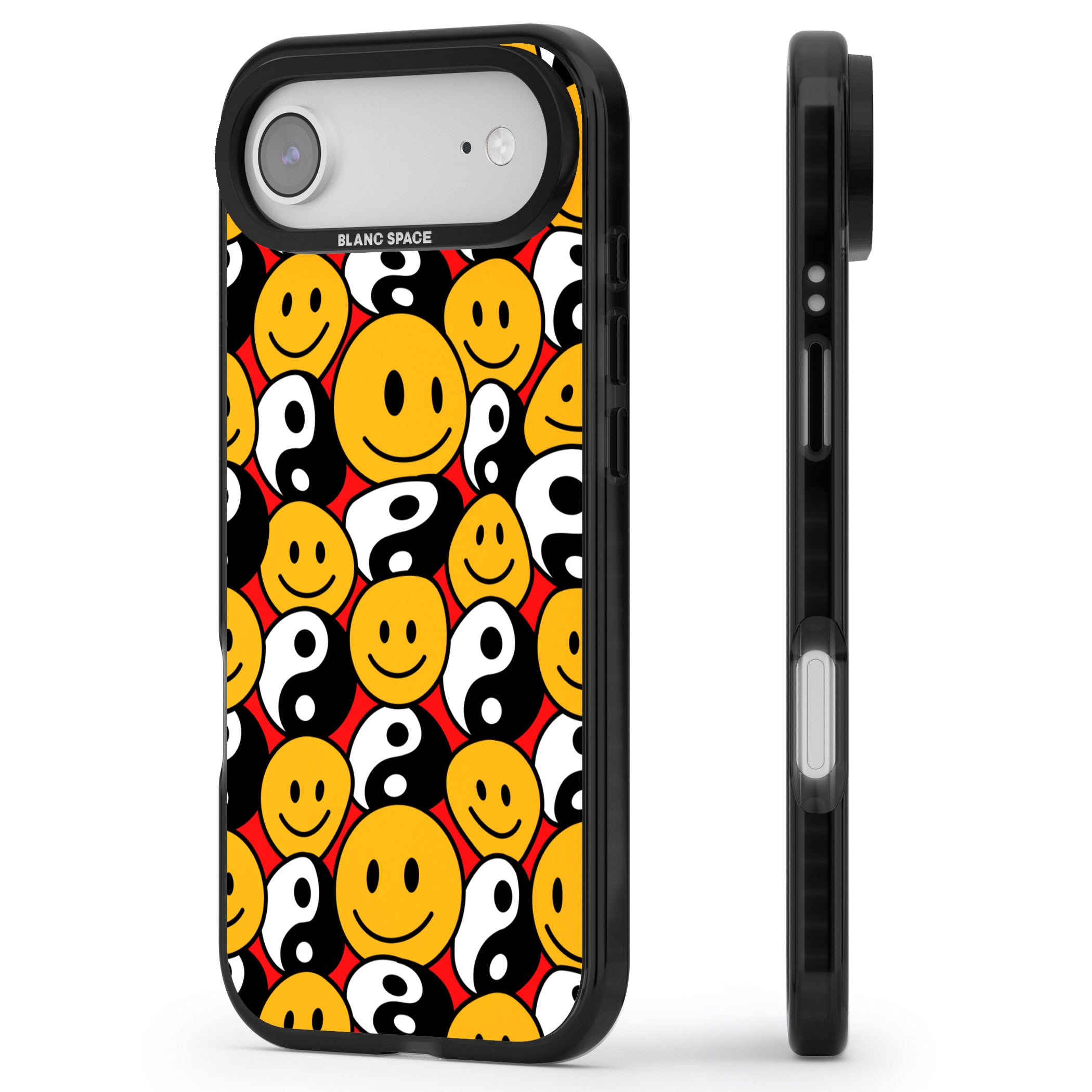 Yin Yang & Faces iPhone 17 Air Impact Black Phone Case Side Profile