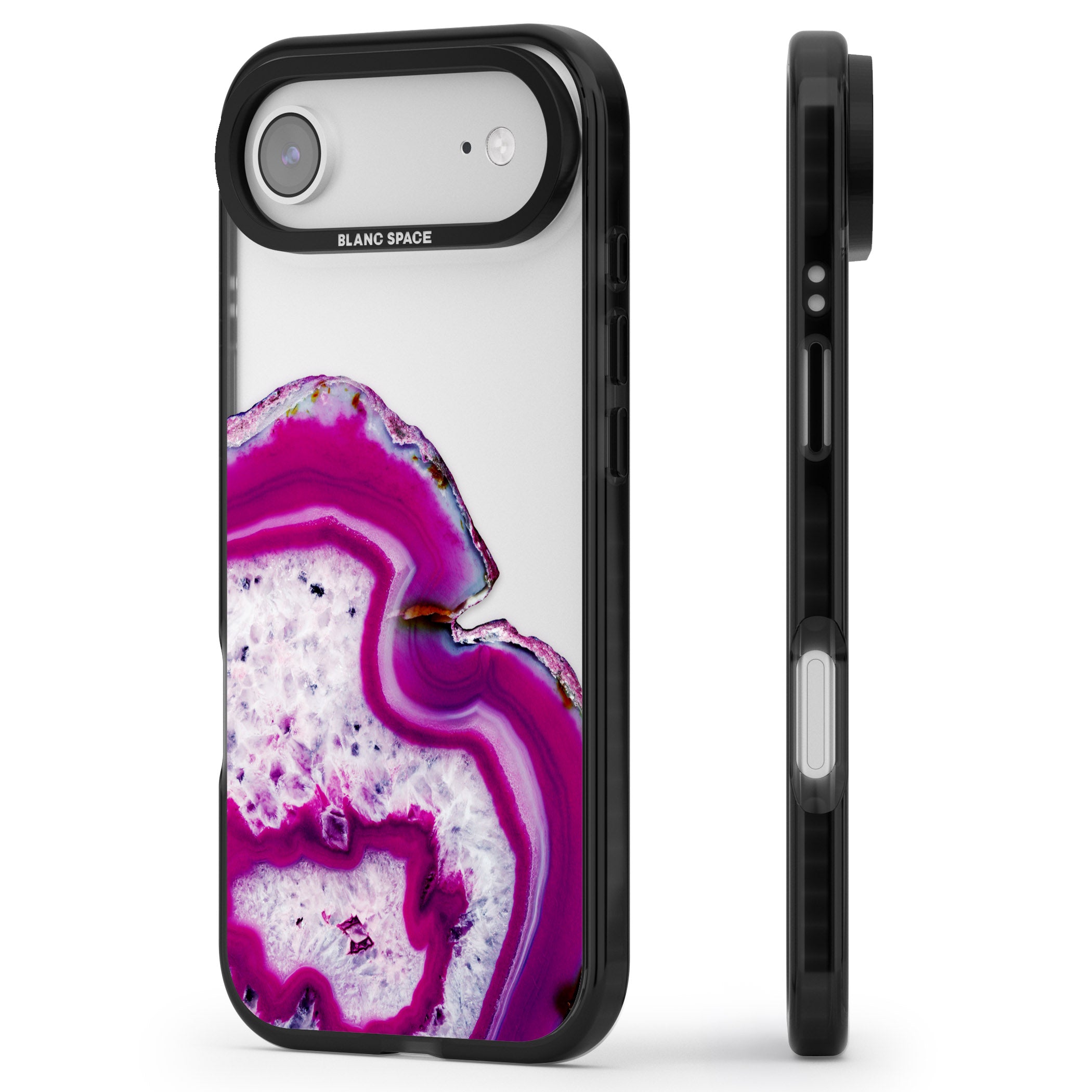 Violet Crystal Agate iPhone 17 Air Impact Black Phone Case Side Profile