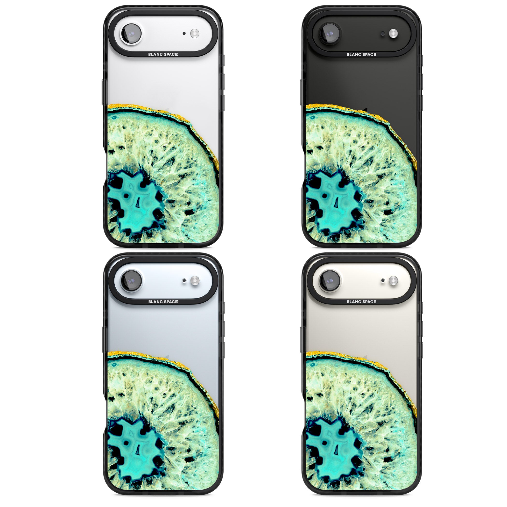 Turquoise Geode Crystal iPhone 17 Air Impact Black Phone Case APT Impact Protection