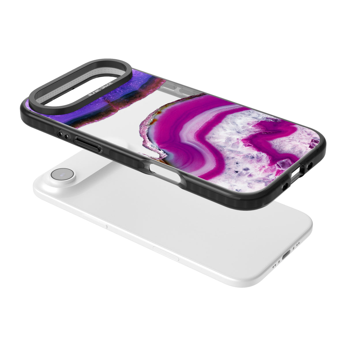 Amethyst Crystal Slice iPhone Air Impact Black Phone Case angled