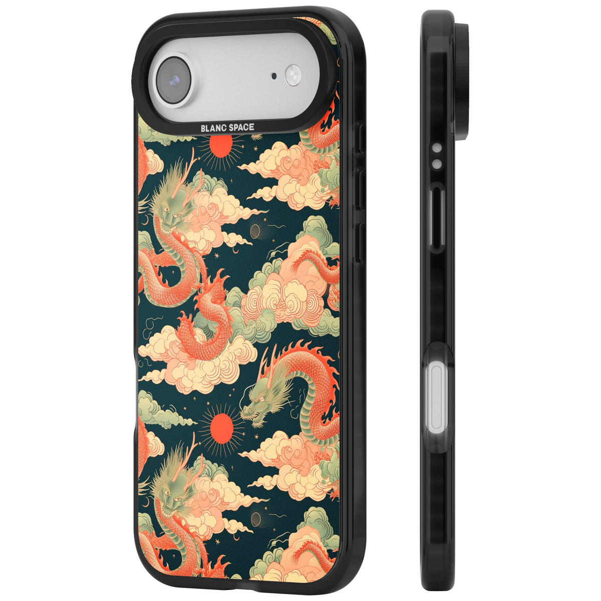 Chinese Dragons Clouds iPhone Air Impact Black Phone Case side