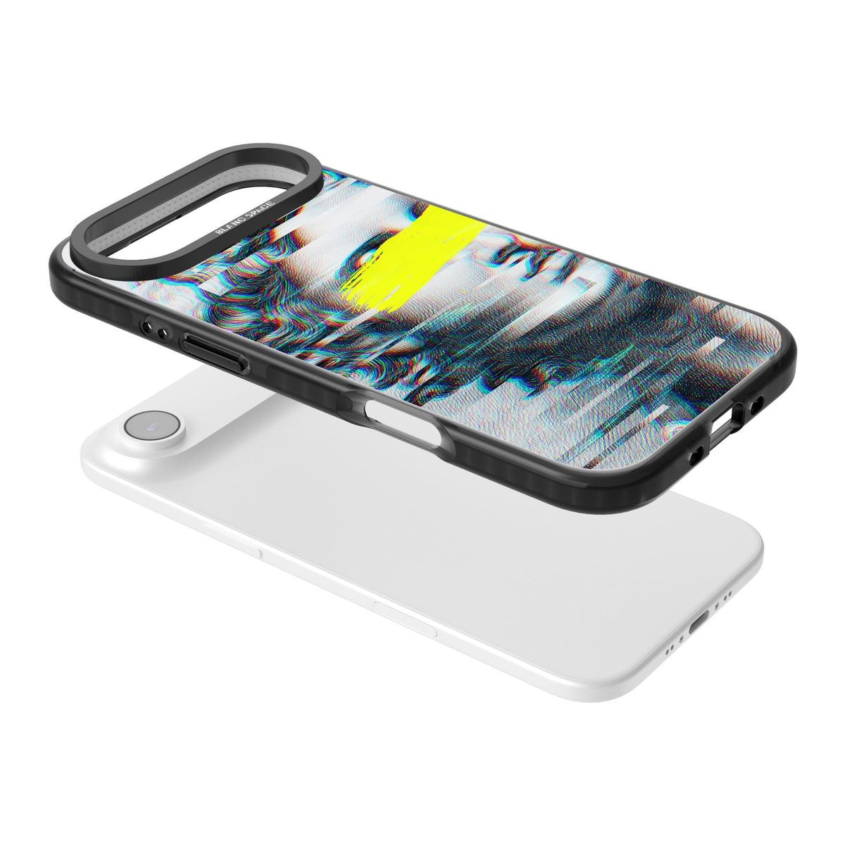 Glitched Fragment iPhone Air Impact Black Phone Case angled