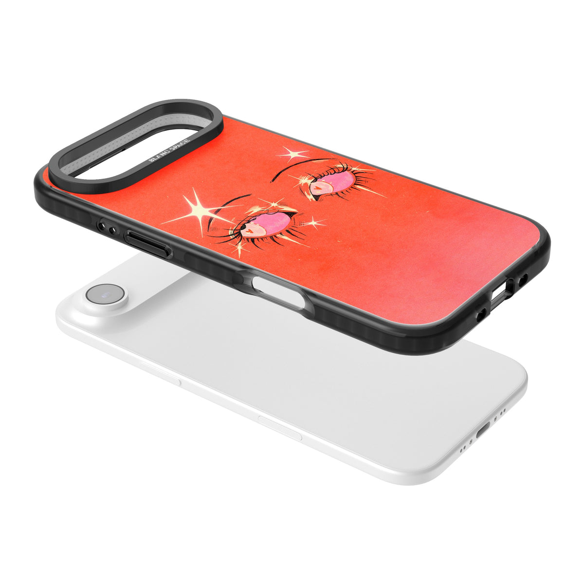 Pink Ethereal Eyes iPhone Air Impact Black Phone Case angled