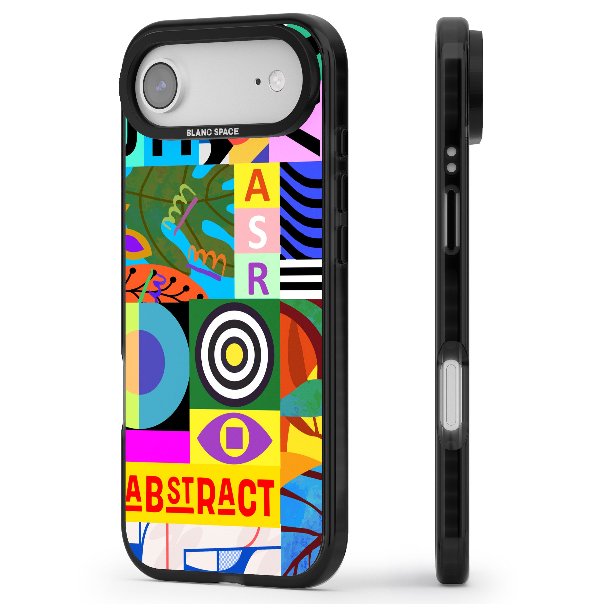 Abstract Pattern Patchwork iPhone 17 Air Impact Black Phone Case Side Profile
