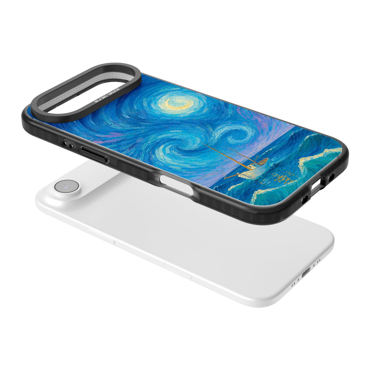 Moonlit Tide iPhone Air Impact Black Phone Case angled