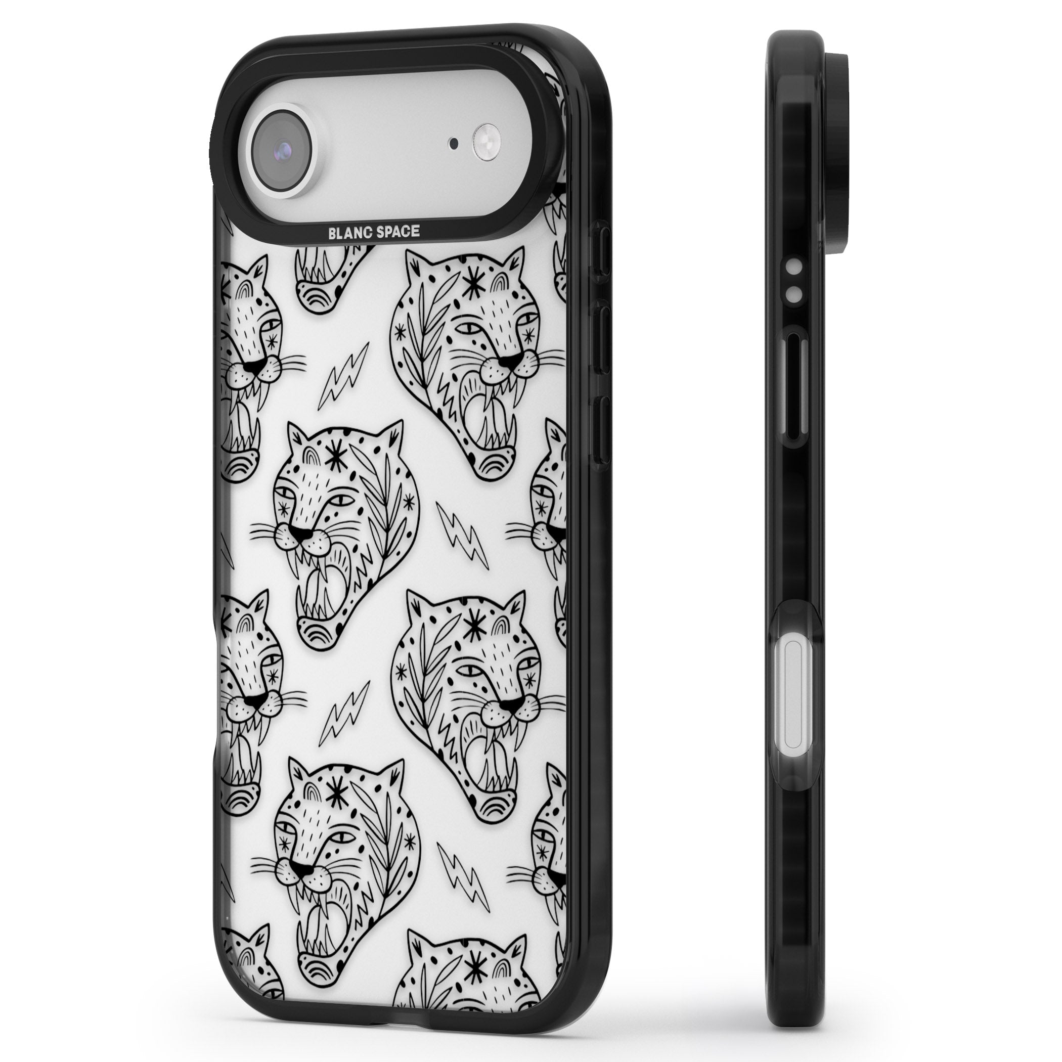 Black Tiger Roar Pattern iPhone 17 Air Impact Black Phone Case Side Profile