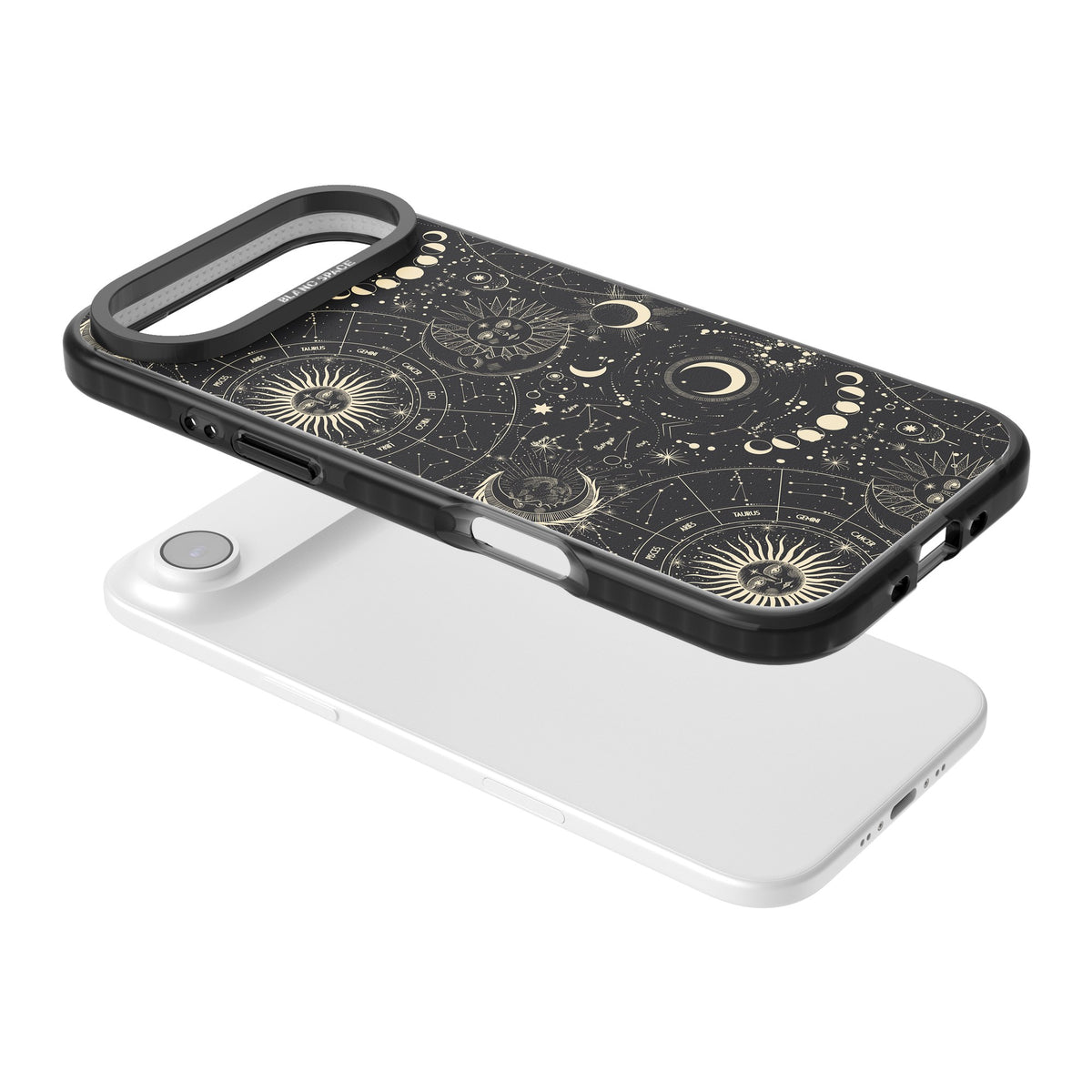 Celestial Cipher iPhone Air Impact Black Phone Case angled