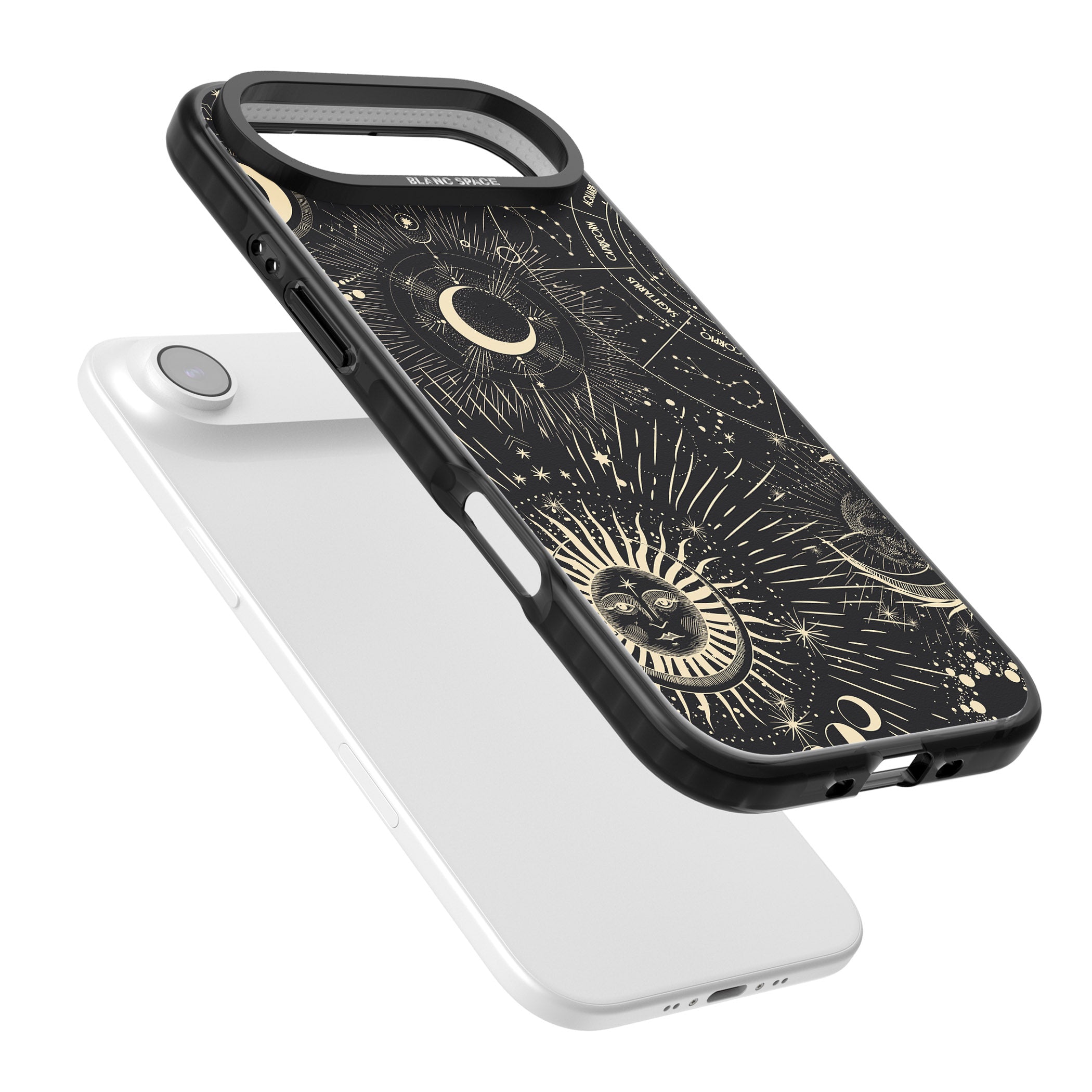 Cosmic Sun & Symbols Zodiac iPhone 17 Air Impact Black Phone Case Colours