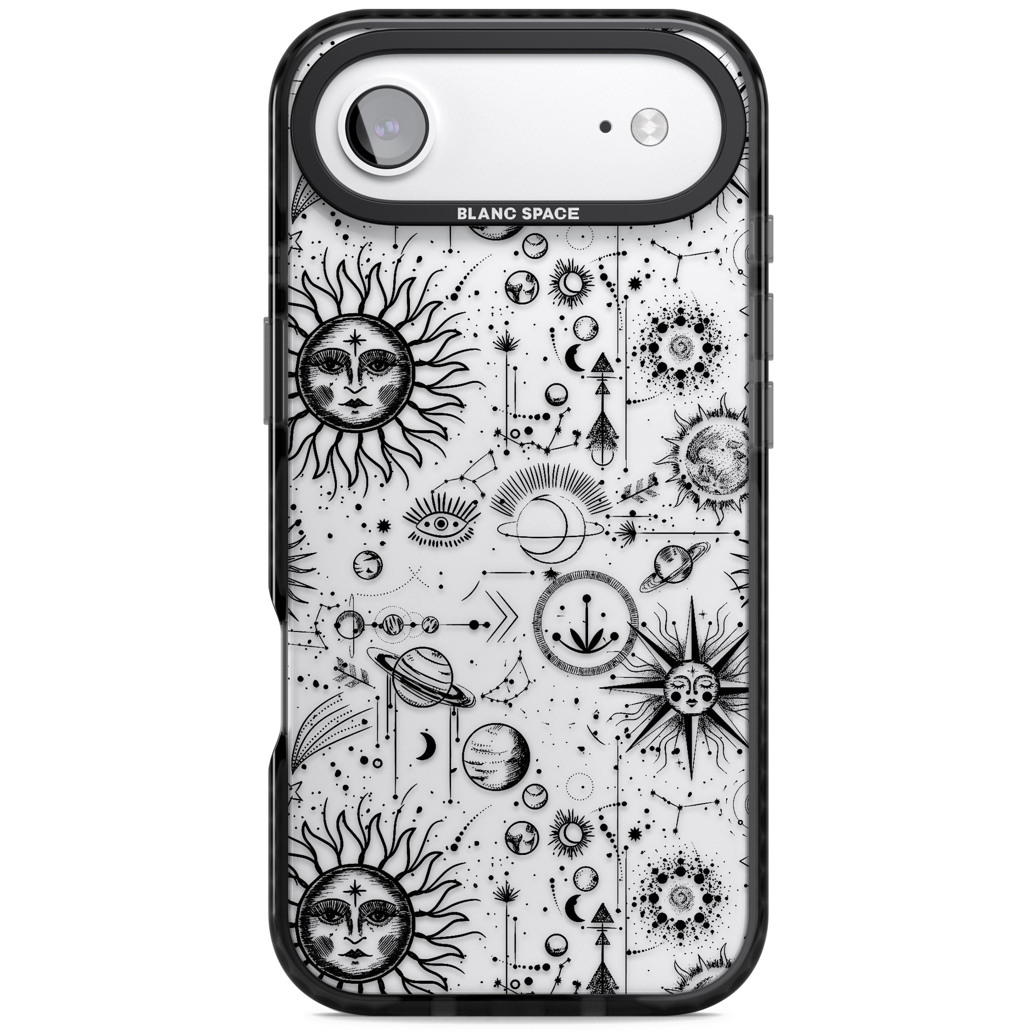 Cosmic Sun & Planets Zodiac iPhone 17 Air Impact Black Phone Case