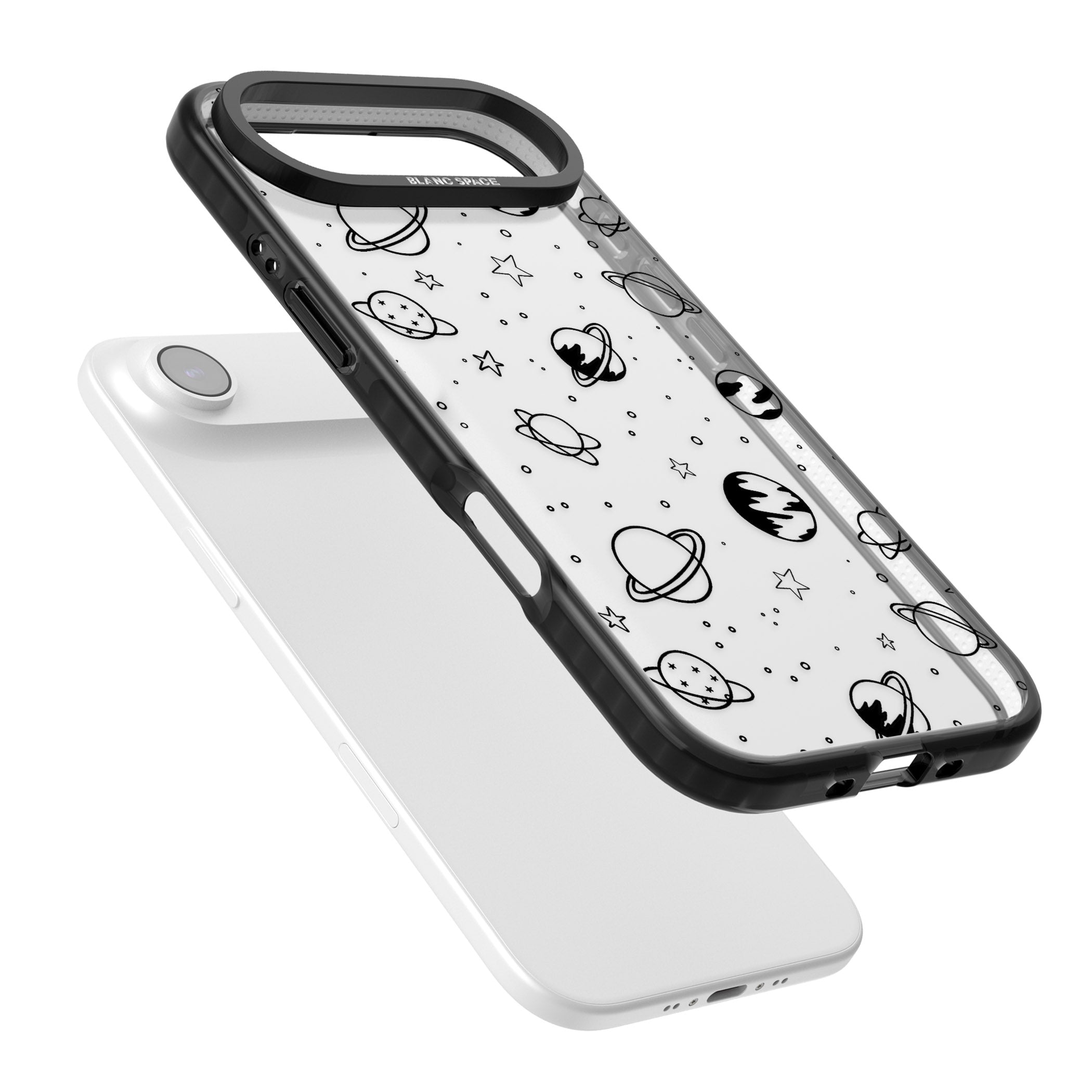 Cosmic Sketch Black Clear iPhone 17 Air Impact Black Phone Case Colours