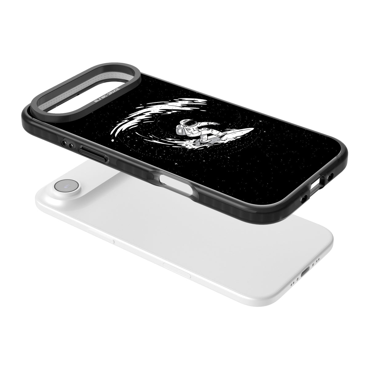Cosmic Surf iPhone Air Impact Black Phone Case angled