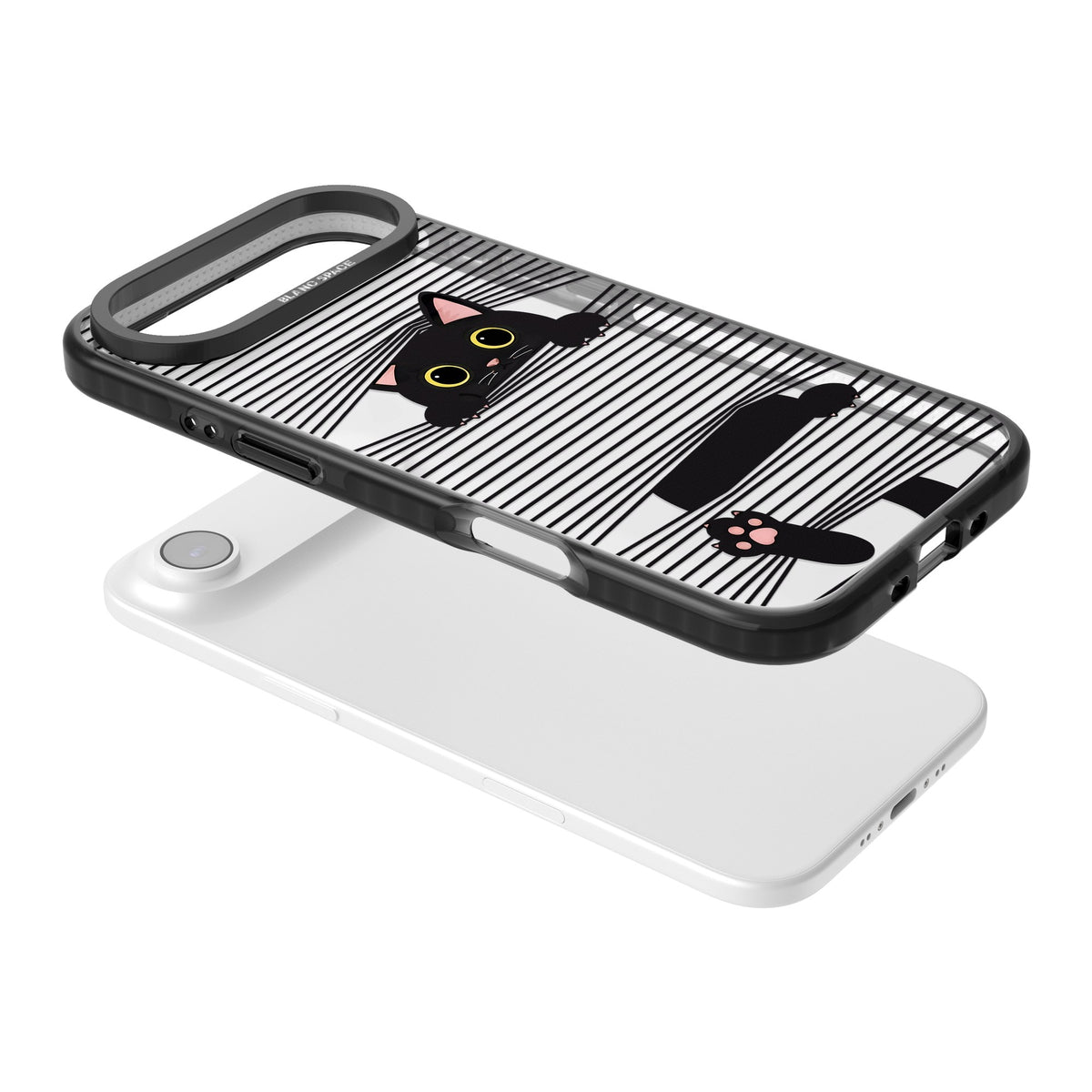 Peek-a-Boo Cat iPhone Air Impact Black Phone Case angled