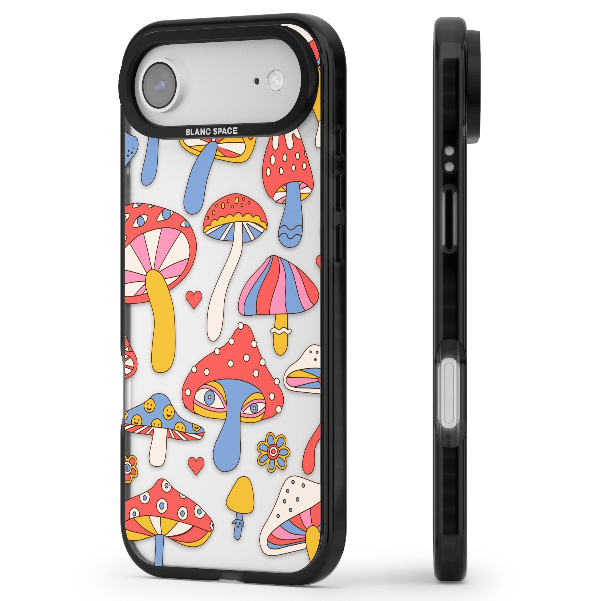 Vibrant Shrooms iPhone 17 Air Impact Black Phone Case Side Profile