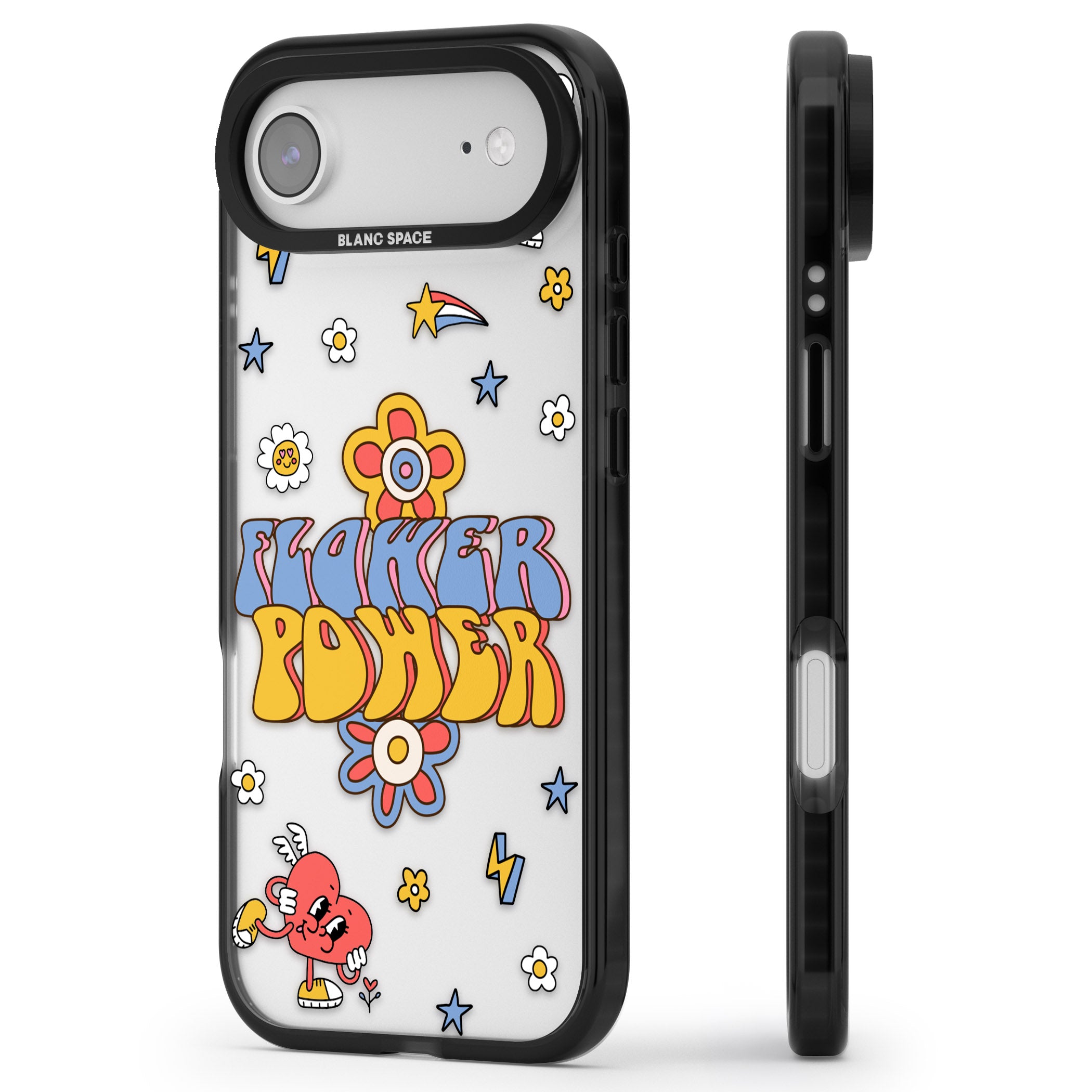 Flower Power iPhone 17 Air Impact Black Phone Case Side Profile