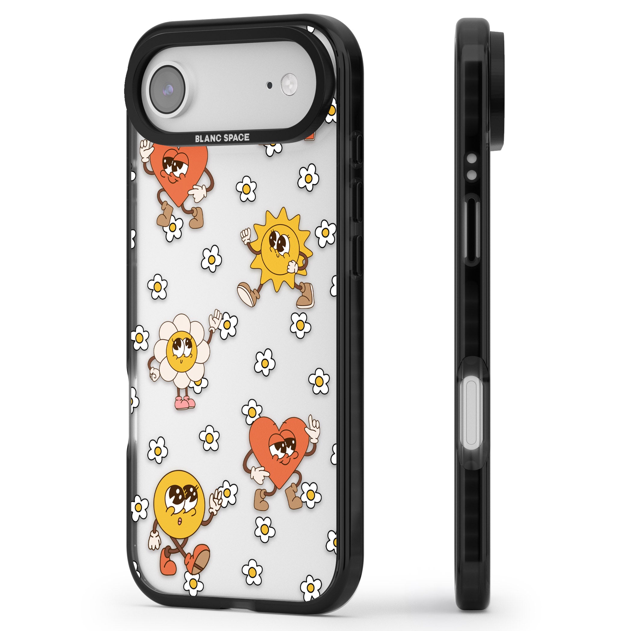 Daisies & Friends iPhone 17 Air Impact Black Phone Case Side Profile