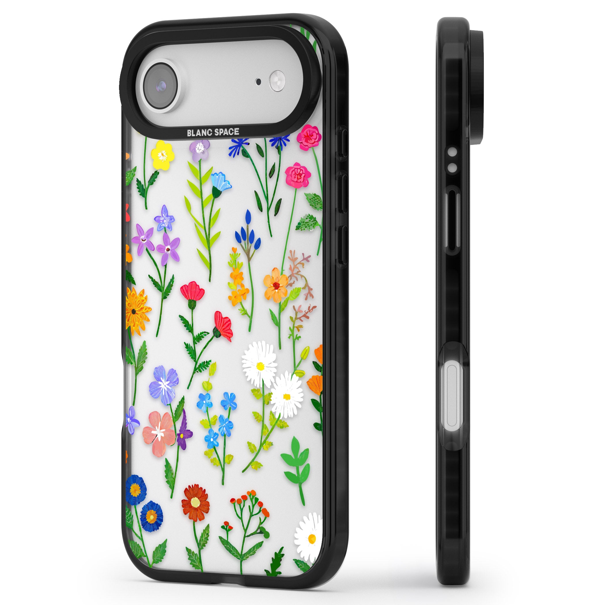 Wildflower Garden iPhone 17 Air Impact Black Phone Case Side Profile