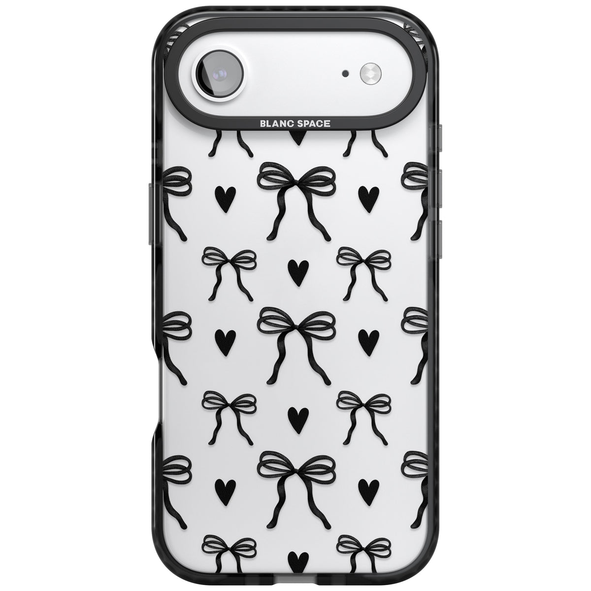 Black Bows & Hearts iPhone Air Impact Black Phone Case front