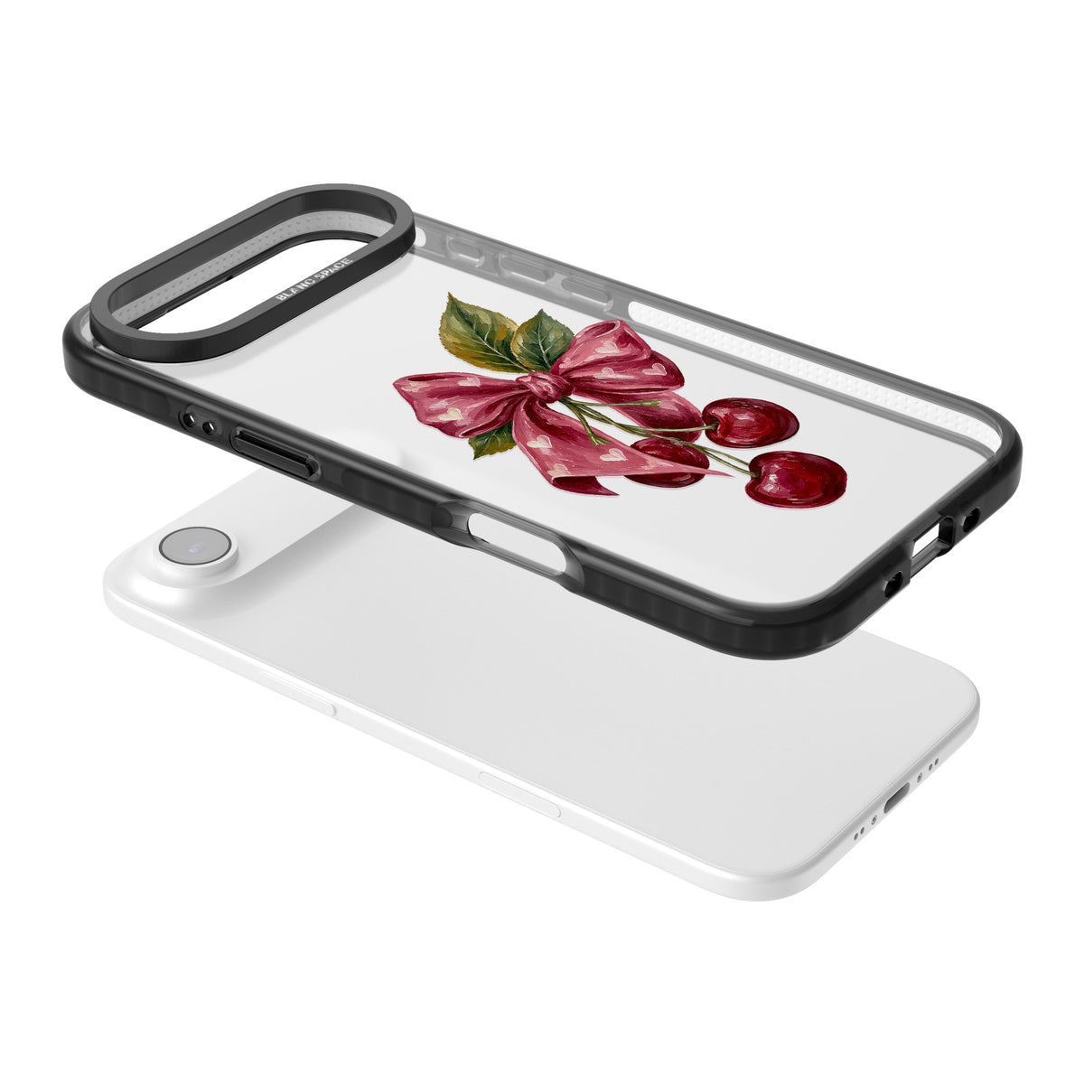 Cherry Sonnet iPhone Air Impact Black Phone Case angled