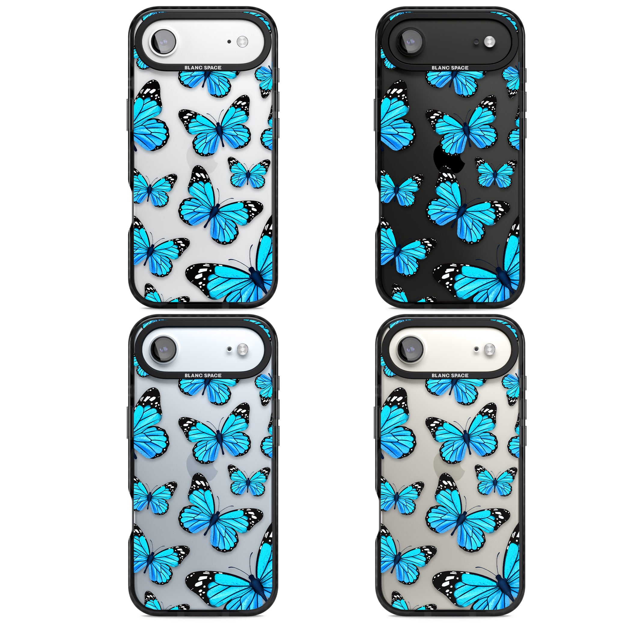 Blue Butterflies iPhone 17 Air Impact Black Phone Case APT Impact Protection