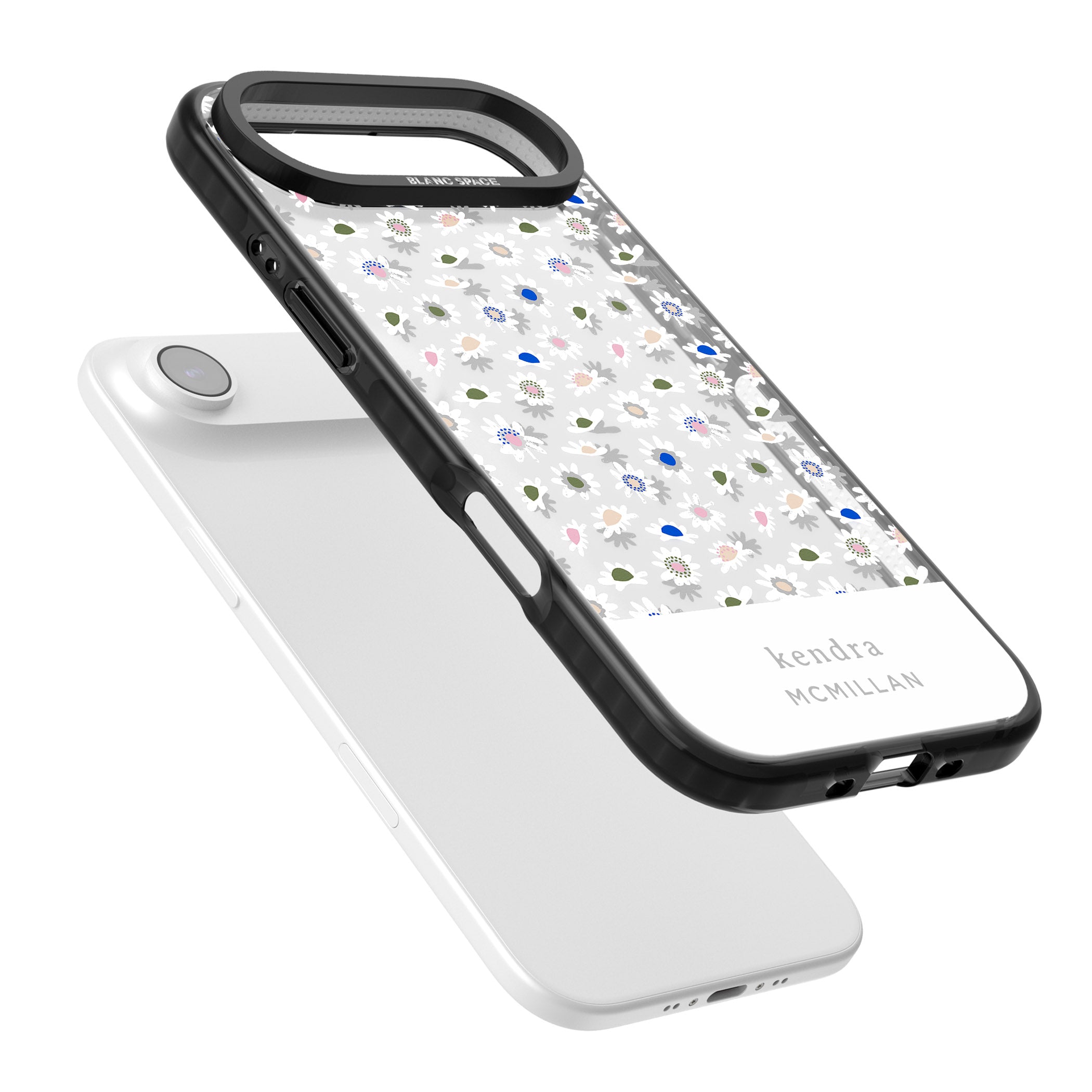 Personalised Grey & White Daisies iPhone 17 Air Impact Black Phone Case Colours