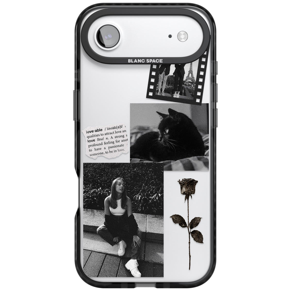 Personalised Black & White Scrapbook Photos iPhone Air Impact Black Phone Case front