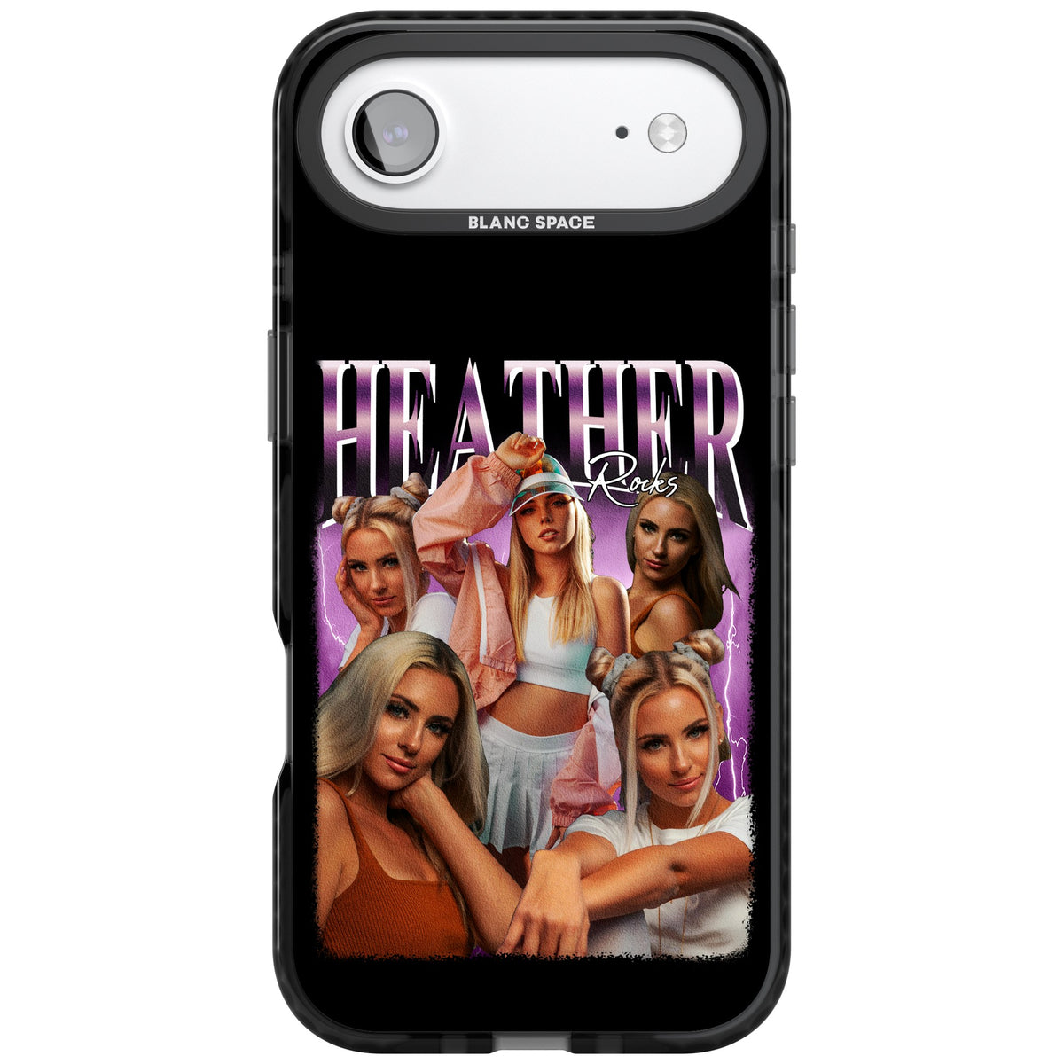 Personalised Airbrush Name & Photo Collage (Pink) iPhone Air Impact Black Phone Case front