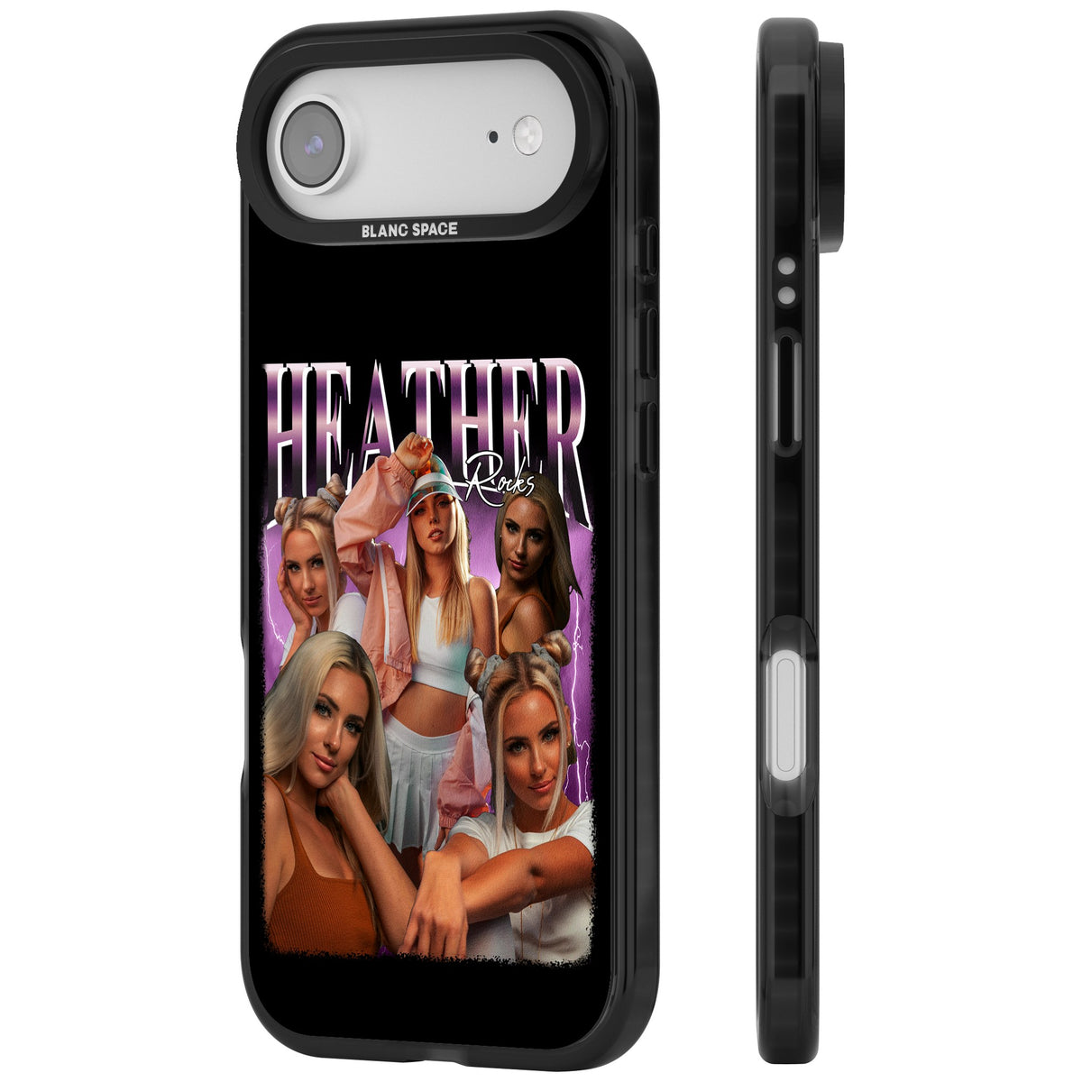 Personalised Airbrush Name & Photo Collage (Pink) iPhone Air Impact Black Phone Case side