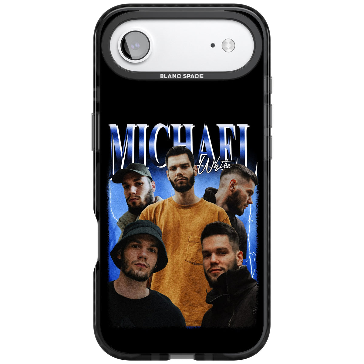 Personalised Airbrush Name & Photo Collage (Blue) iPhone Air Impact Black Phone Case front