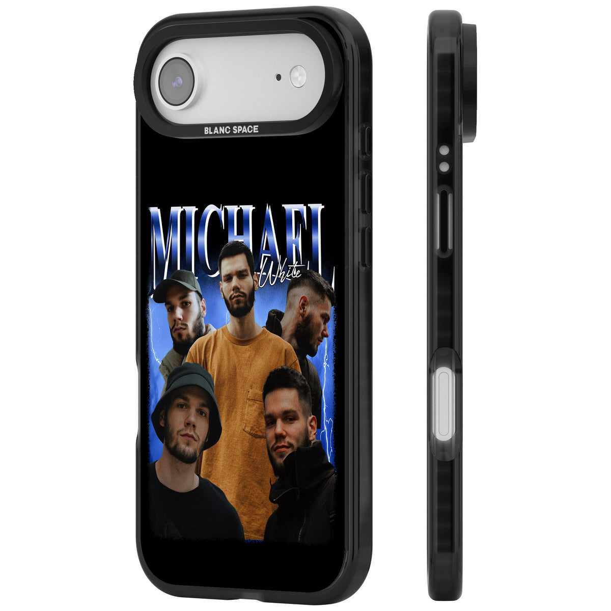 Personalised Airbrush Name & Photo Collage (Blue) iPhone Air Impact Black Phone Case side