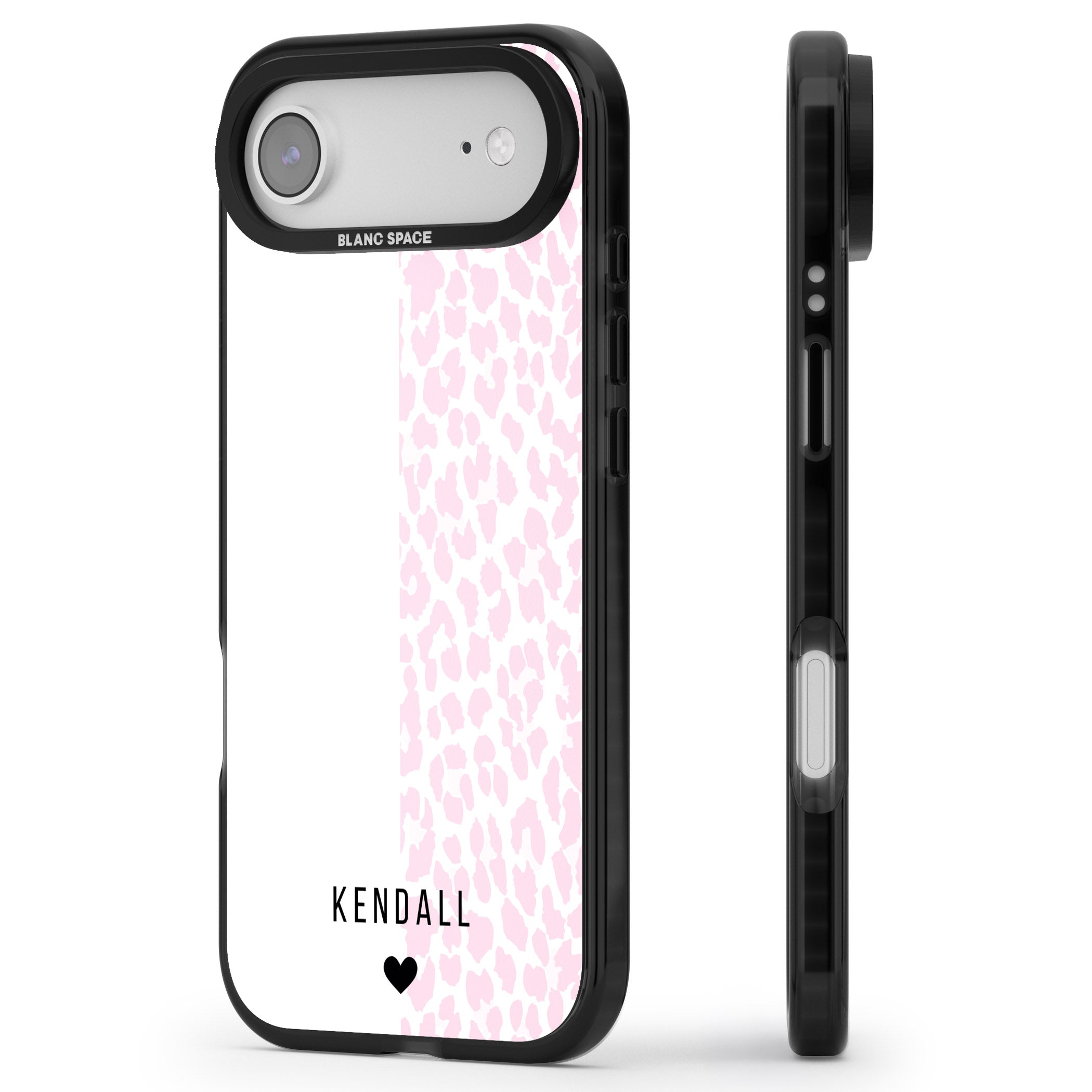 Personalised Pink Leopard iPhone 17 Air Impact Black Phone Case Side Profile