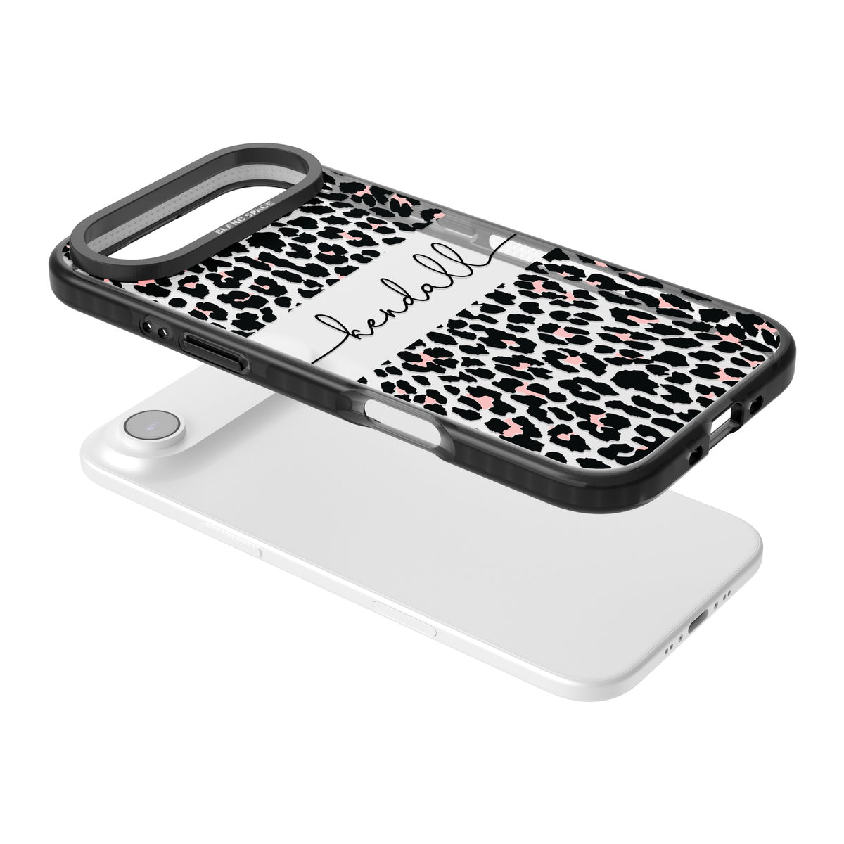 Personalised Tatty Leopard iPhone Air Impact Black Phone Case angled
