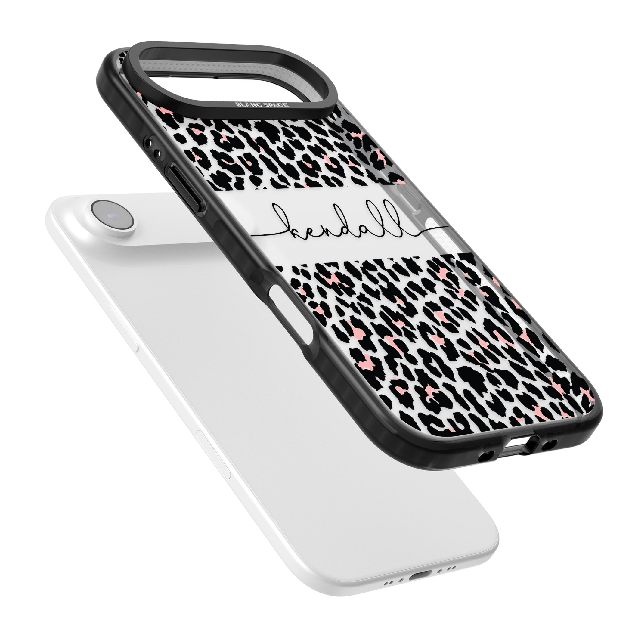 Personalised Cursive Leopard Spots iPhone 17 Air Impact Black Phone Case Colours