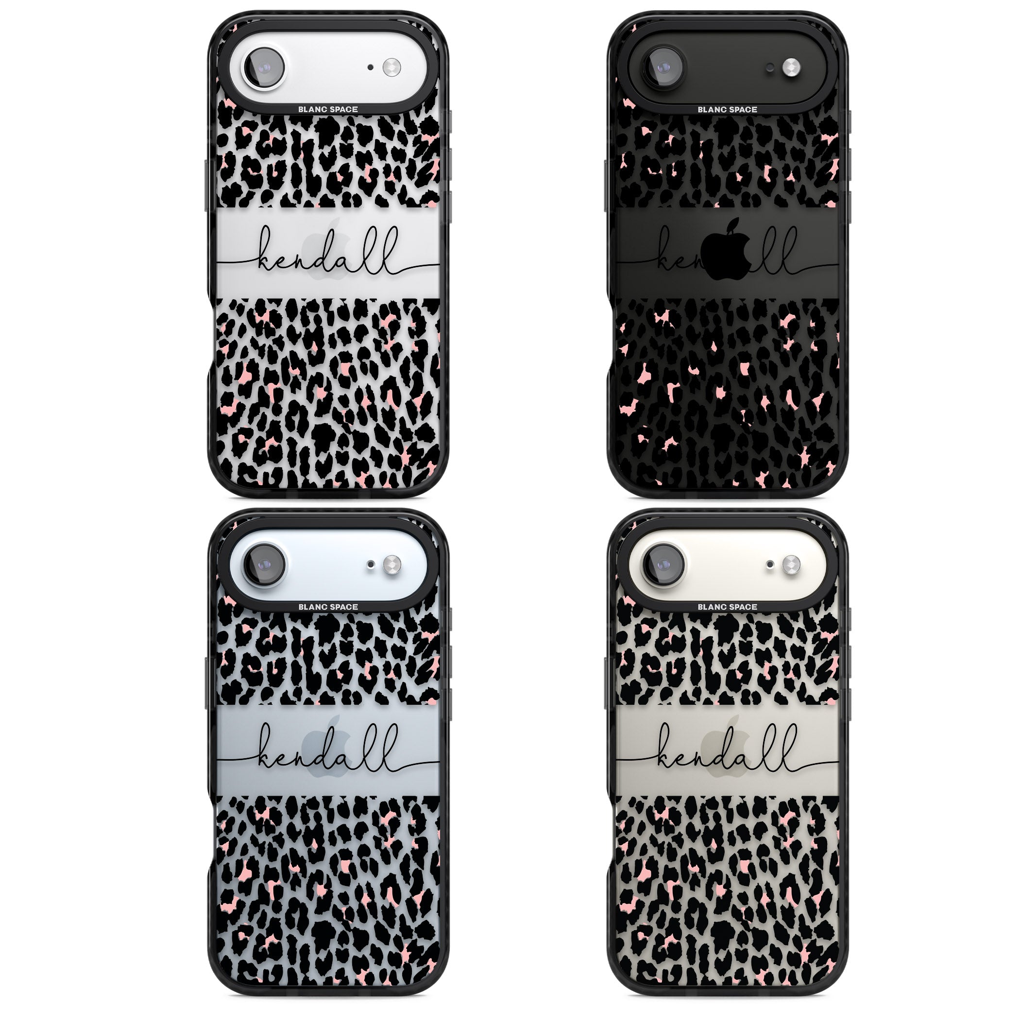 Personalised Cursive Leopard Spots iPhone 17 Air Impact Black Phone Case APT Impact Protection