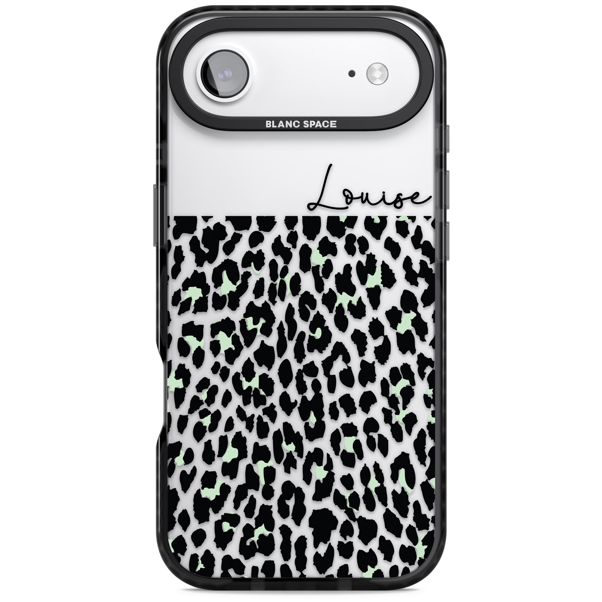 Personalised Seafoam Leopard iPhone 17 Air Impact Black Phone Case