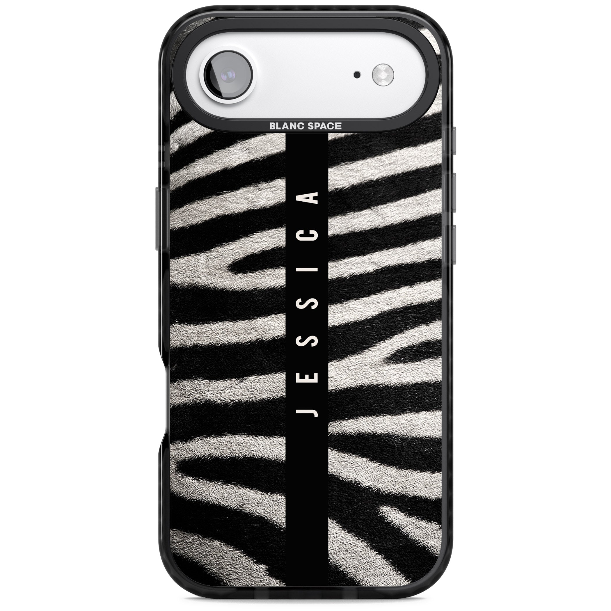 Personalised Zebra Print iPhone 17 Air Impact Black Phone Case