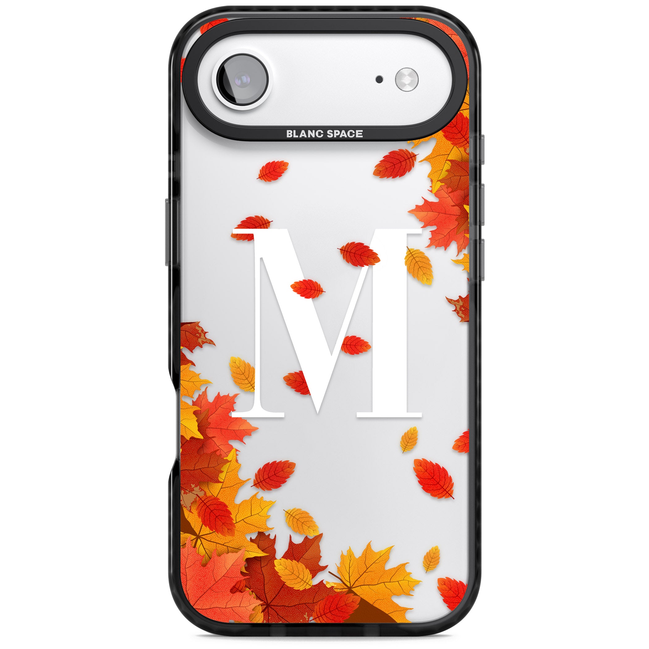Personalised Autumn Leaves Monogram iPhone 17 Air Impact Black Phone Case