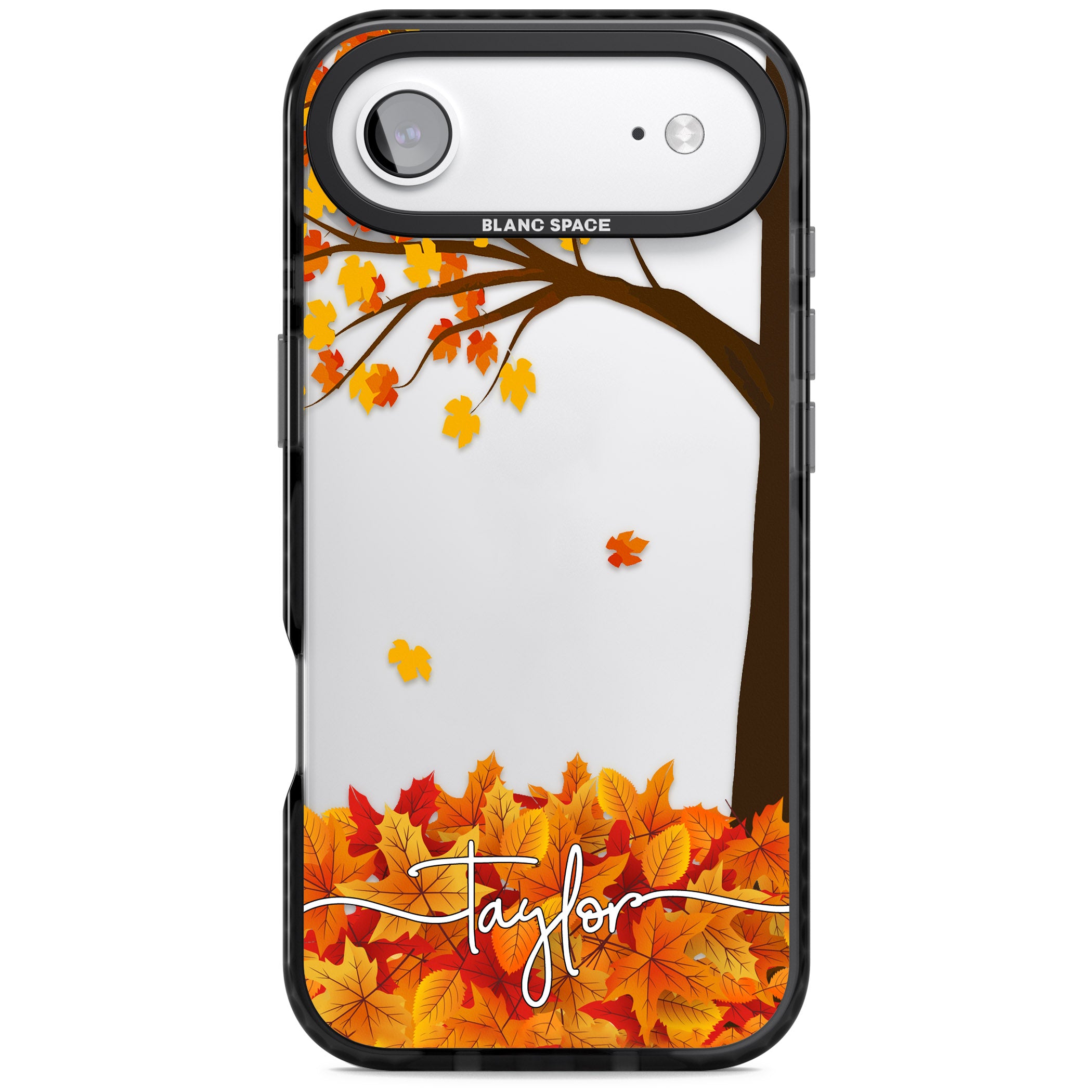 Personalised Autumn Leaves iPhone 17 Air Impact Black Phone Case