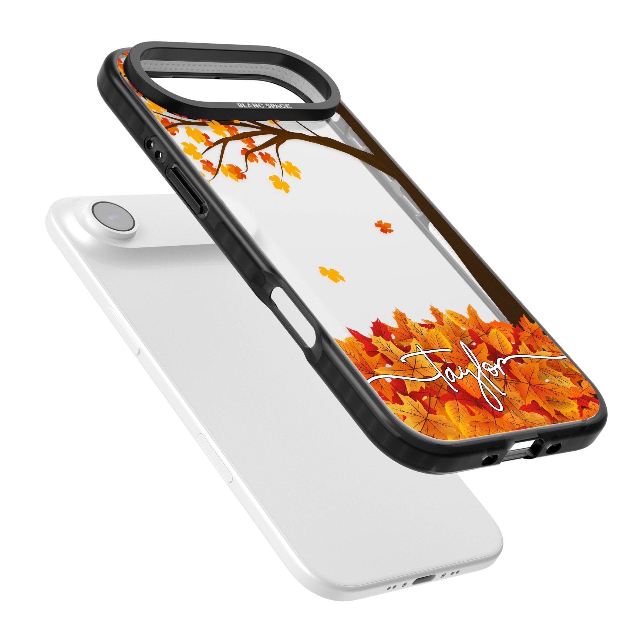 Personalised Autumn Leaves iPhone 17 Air Impact Black Phone Case Colours
