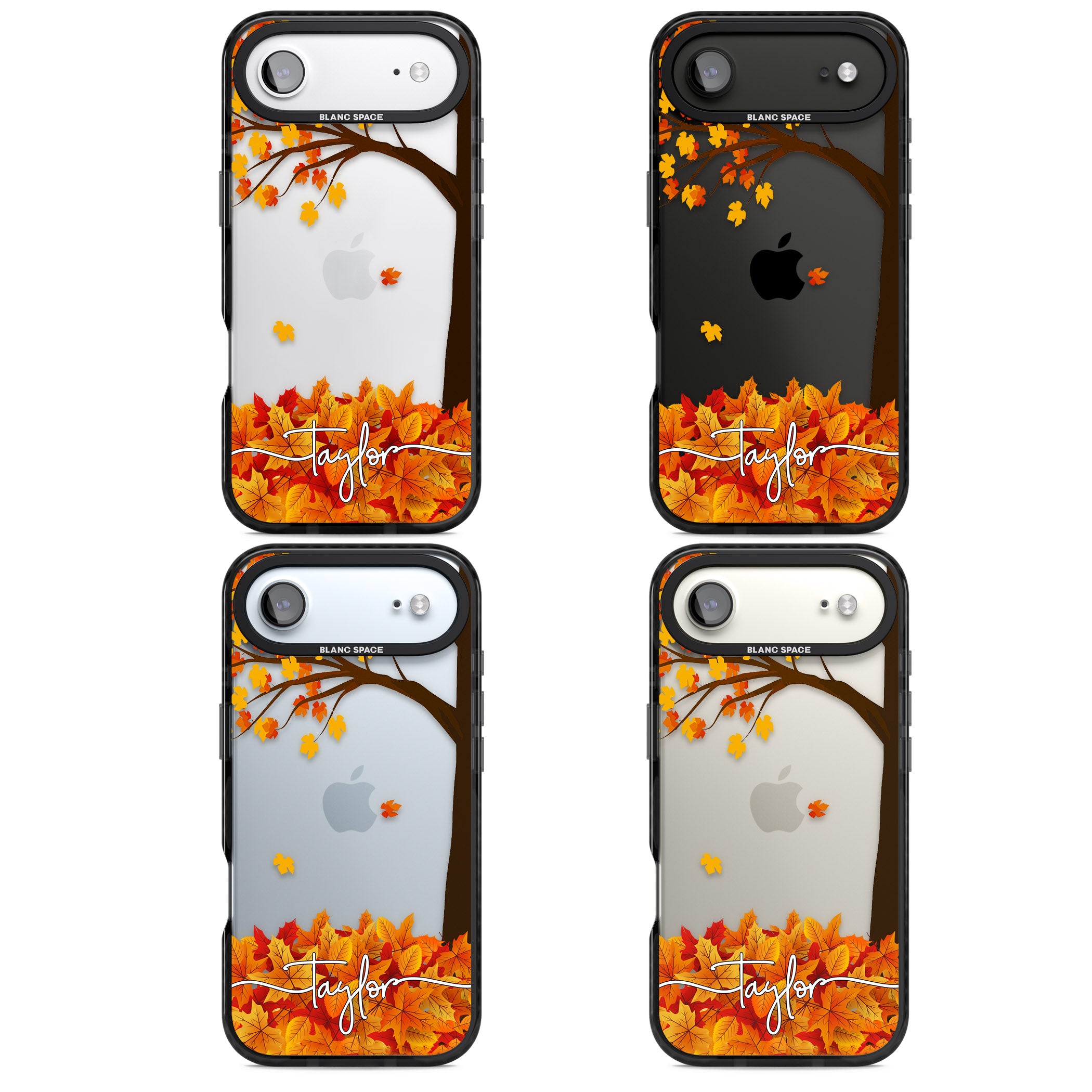 Personalised Autumn Leaves iPhone 17 Air Impact Black Phone Case APT Impact Protection