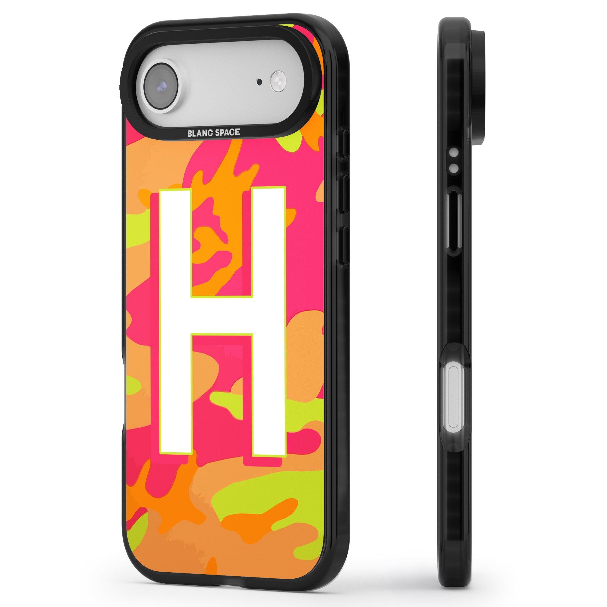 Personalised Neon Camo iPhone 17 Air Impact Black Phone Case Side Profile