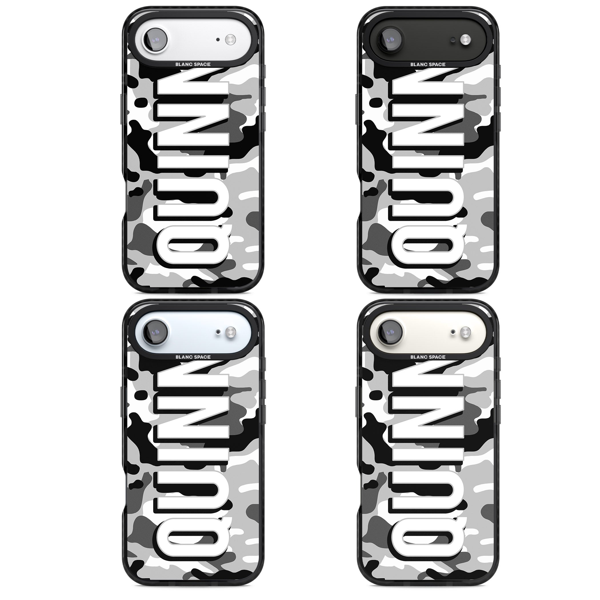 Personalised Greyscale Camo iPhone 17 Air Impact Black Phone Case APT Impact Protection