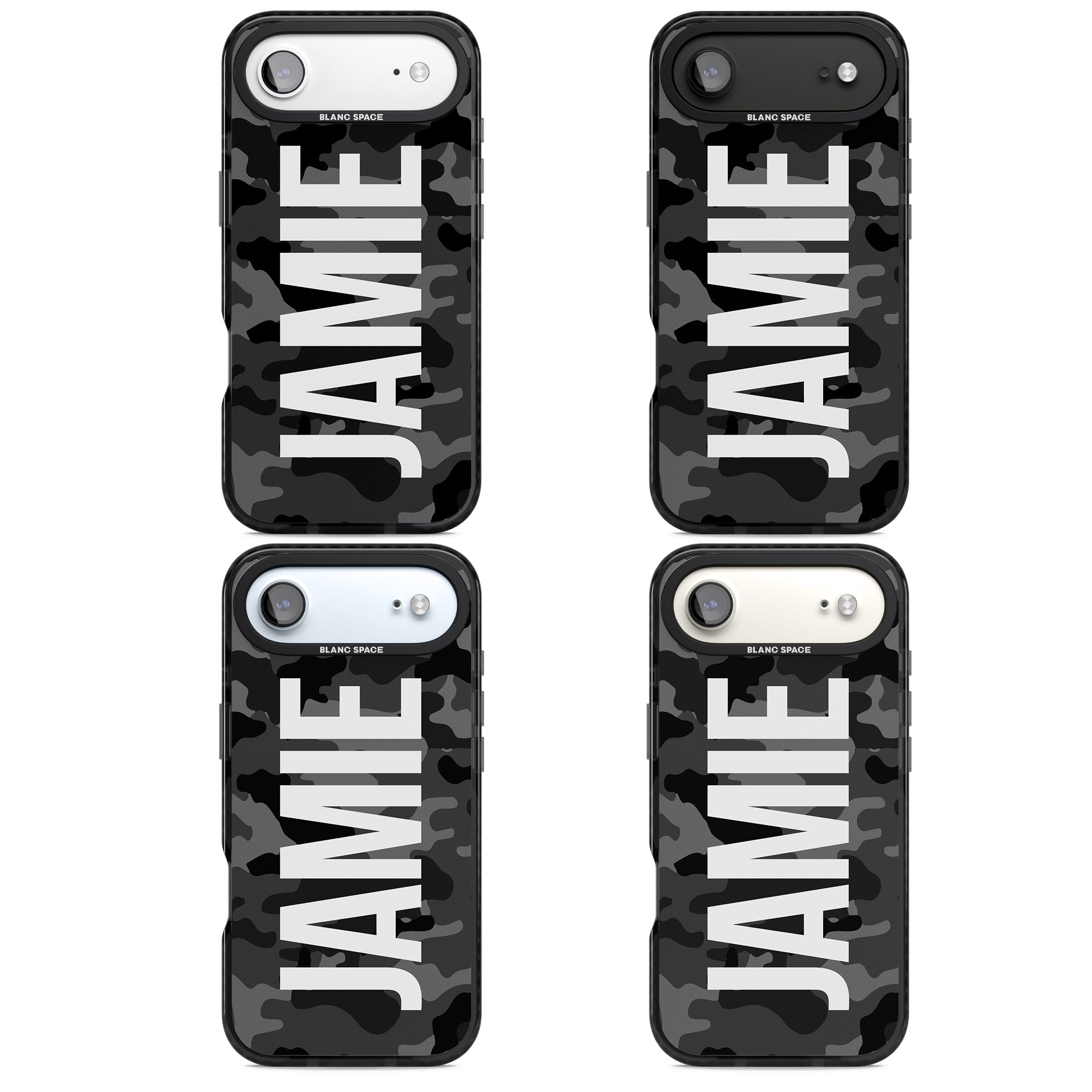 Personalised Black Camo Name Vertical iPhone 17 Air Impact Black Phone Case APT Impact Protection