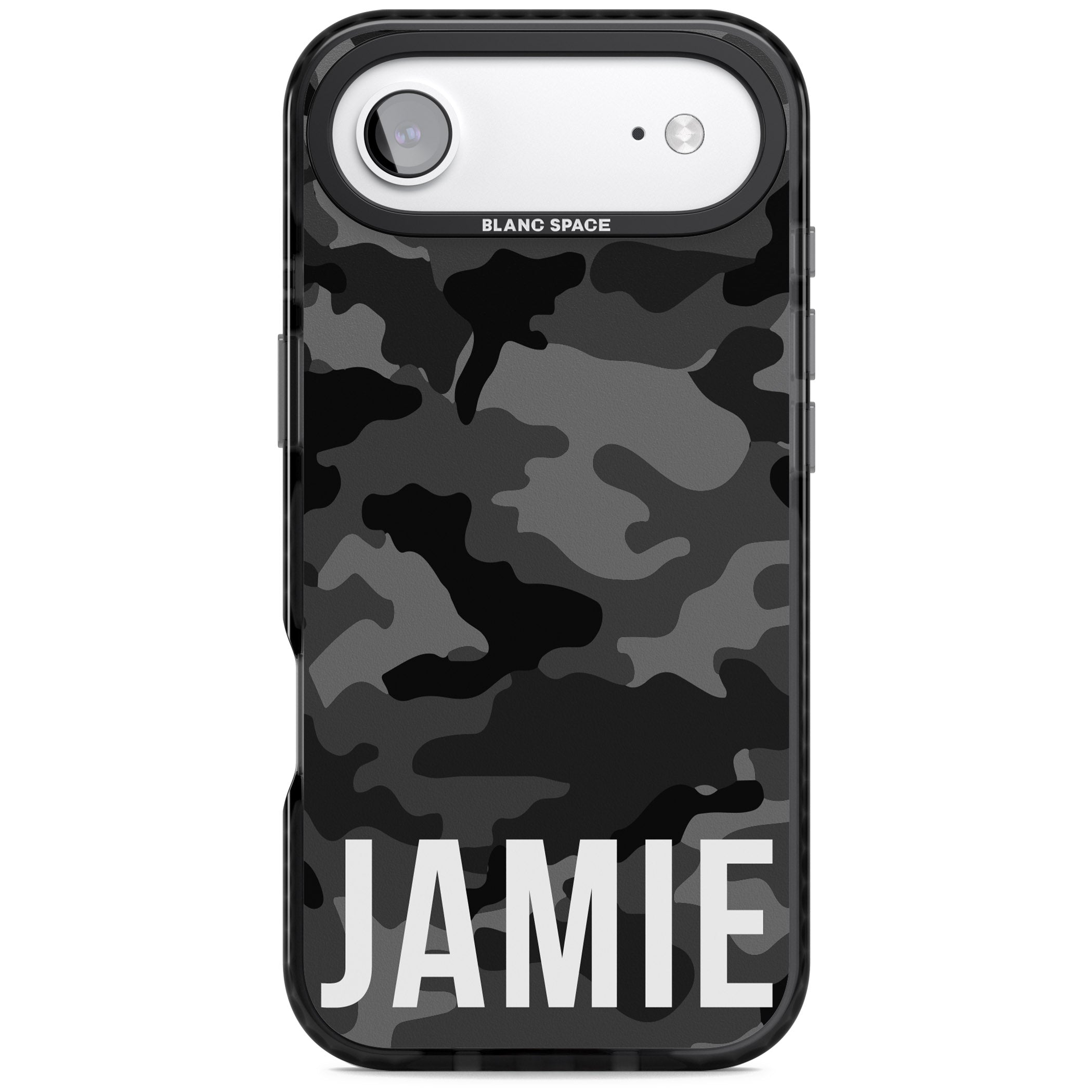 Personalised Black Camo Name Horizontal iPhone 17 Air Impact Black Phone Case