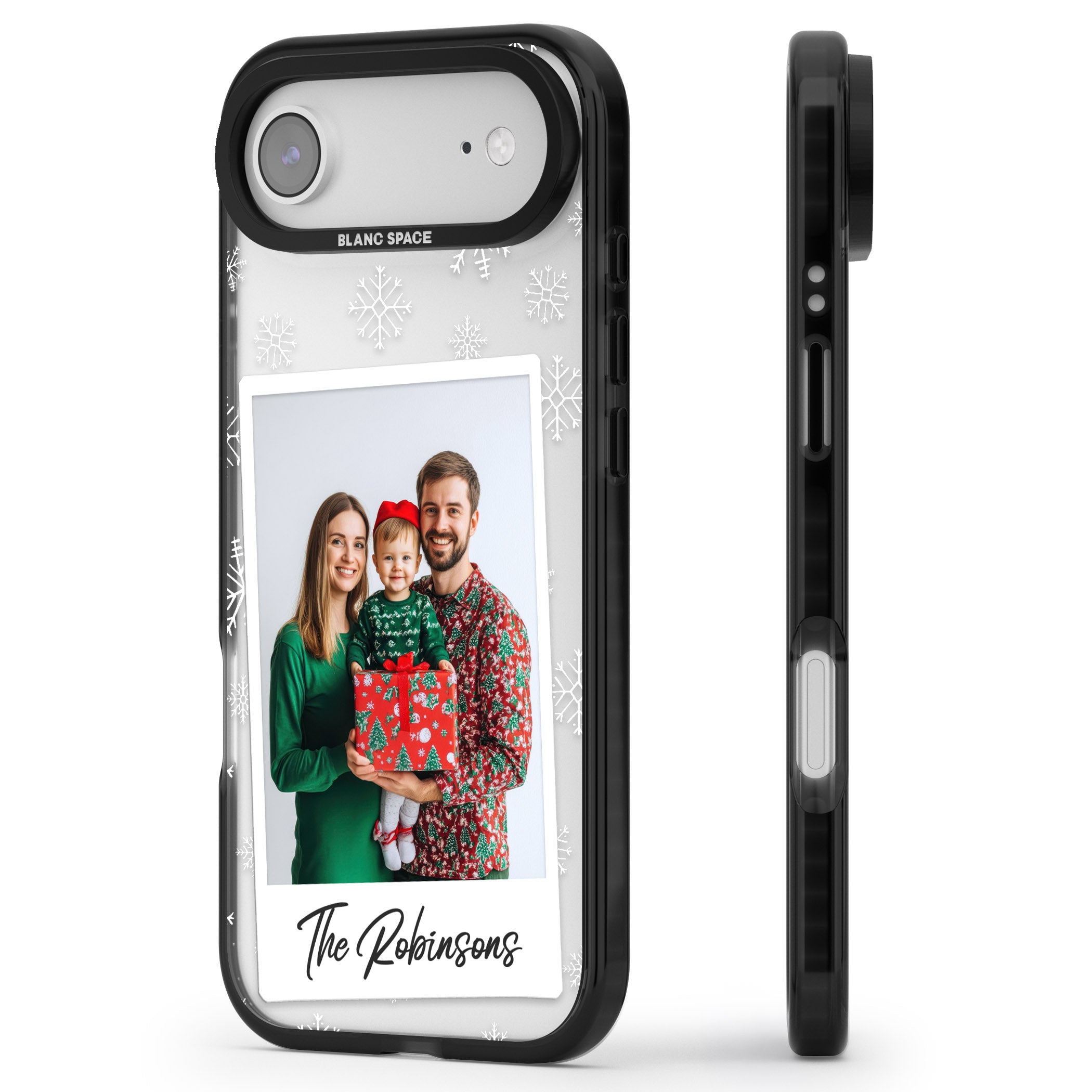 Personalised Snowflake Photo iPhone 17 Air Impact Black Phone Case Side Profile