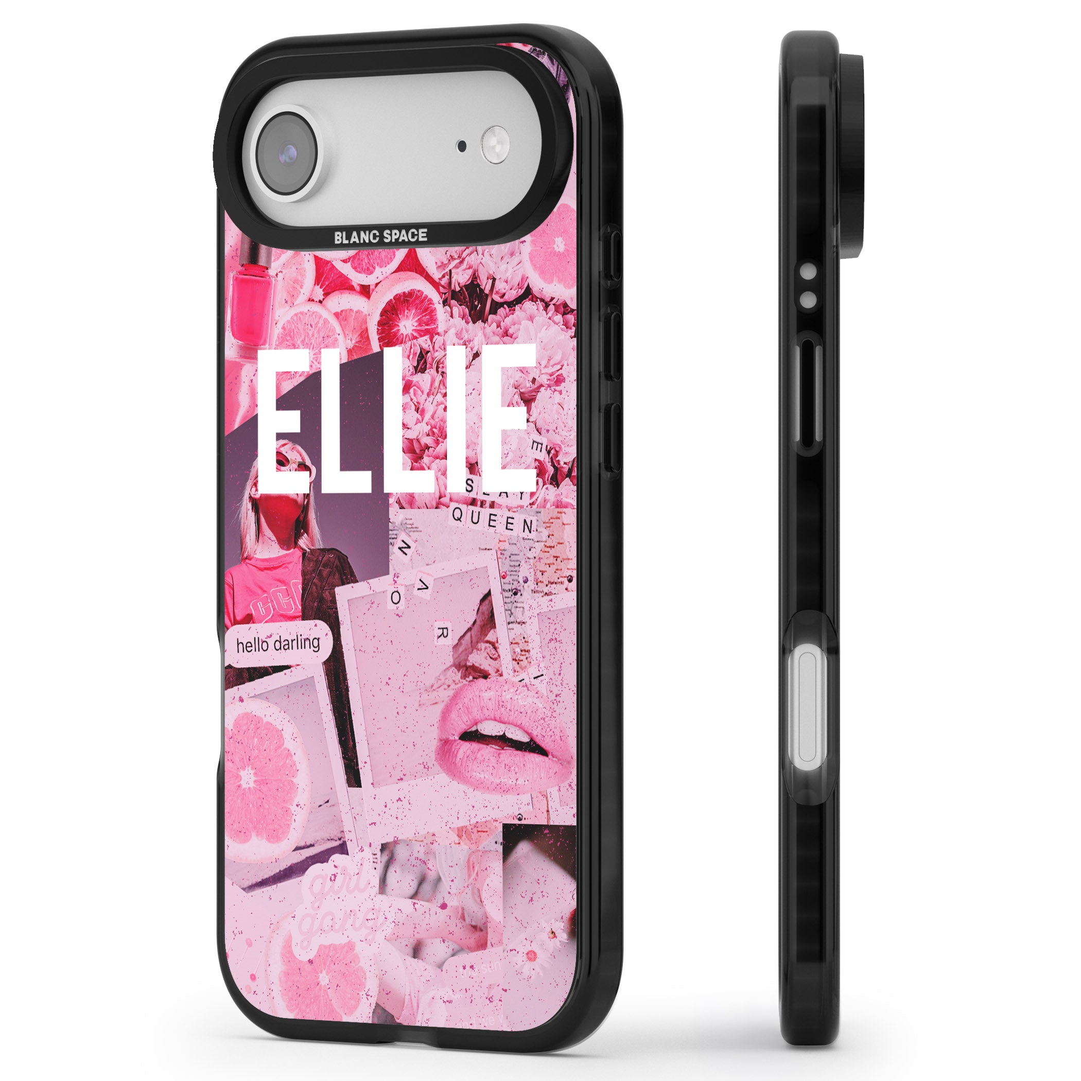 Personalised Sweet Pink Collage iPhone 17 Air Impact Black Phone Case Side Profile