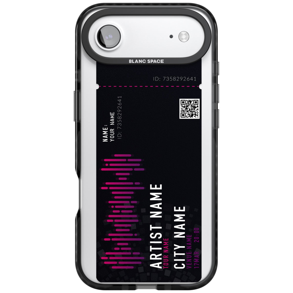 Personalised Concert Ticket iPhone Air Impact Black Phone Case front